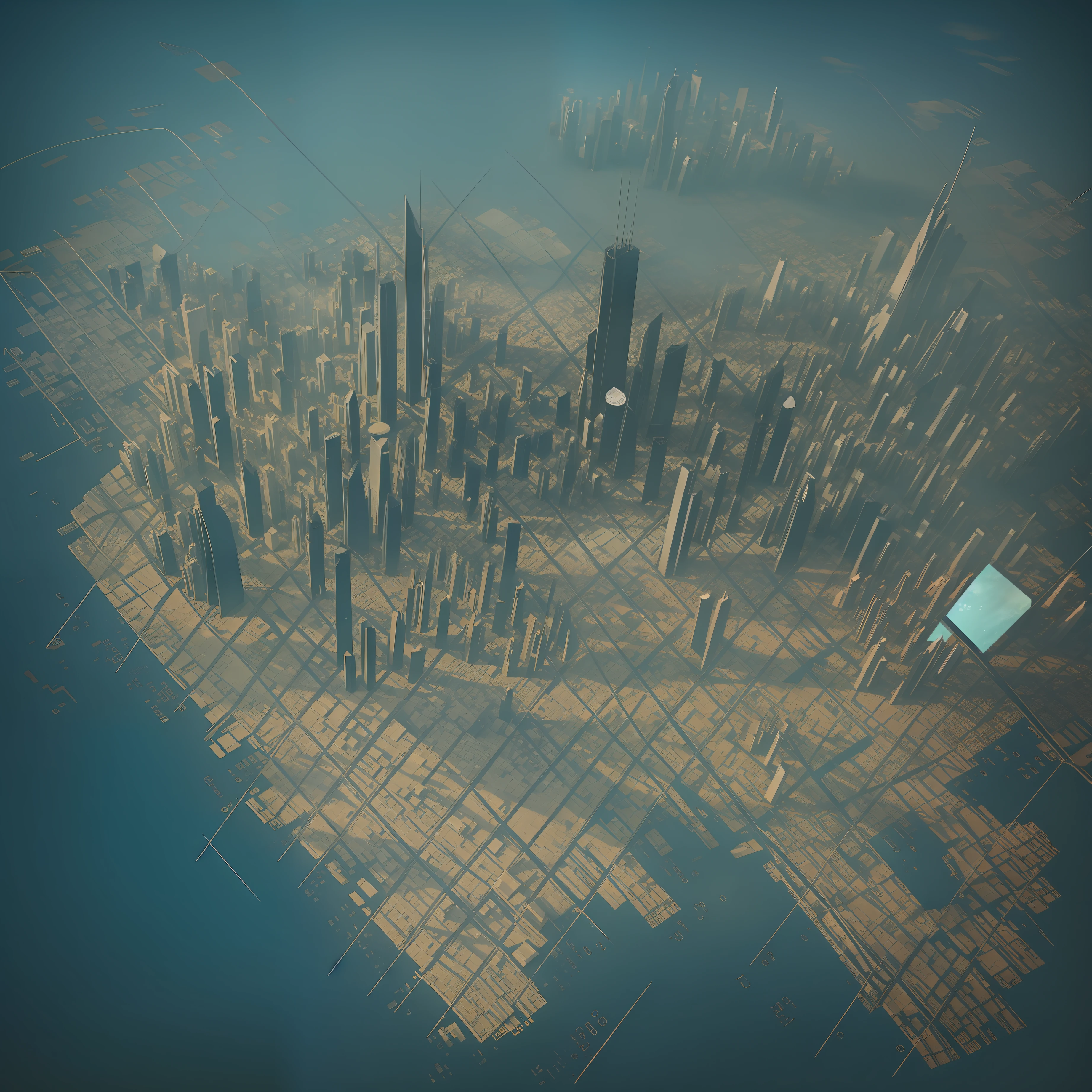 image of a city with many buildings and a blue sky, an underwater city, aerial view of a cyberpunk city, Grande e estruturada Valhalla City, Cidade flutuante, intrincada cidade cyberpunk, futuristic underwater metropolis, underwater city, cidade em camadas expansiva e detalhada, tectonic cityscape, an alien city, Cidade inundada, solarpunk metropolis, Sci - Cidade de Fi