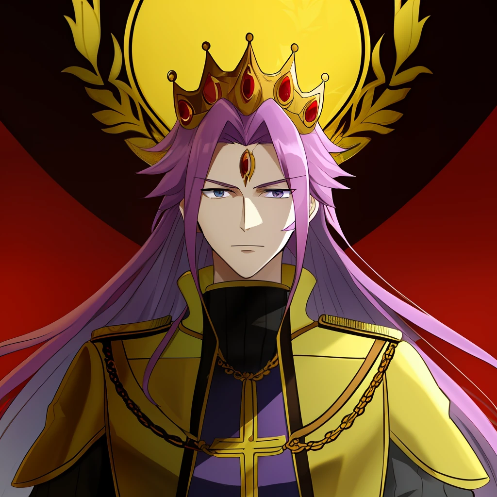 He wears a golden laurel crown and purple Roman robes，Skin as deep as Rome，It's German，Powerful，Also emperor of the Holy Roman Empire