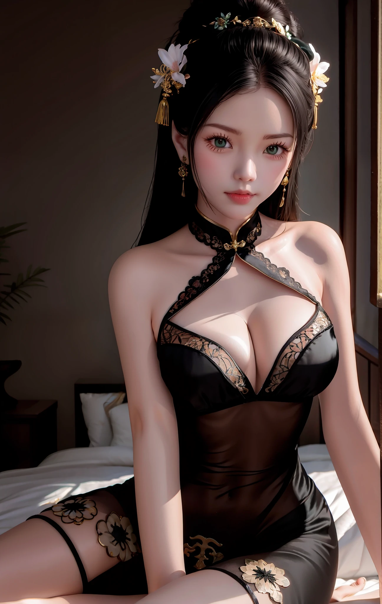 Black silk jade feet