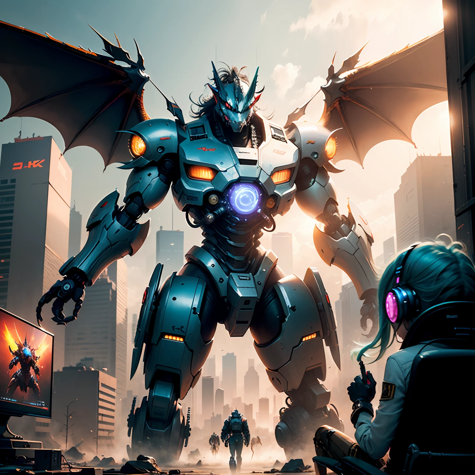 ((Mecha Dragon + Sci-Fi Dragon + Cyberpunk)), (Perfect Details + Ultimate Art), (Complex Mechanical Design + Film and Television + 8K) --auto