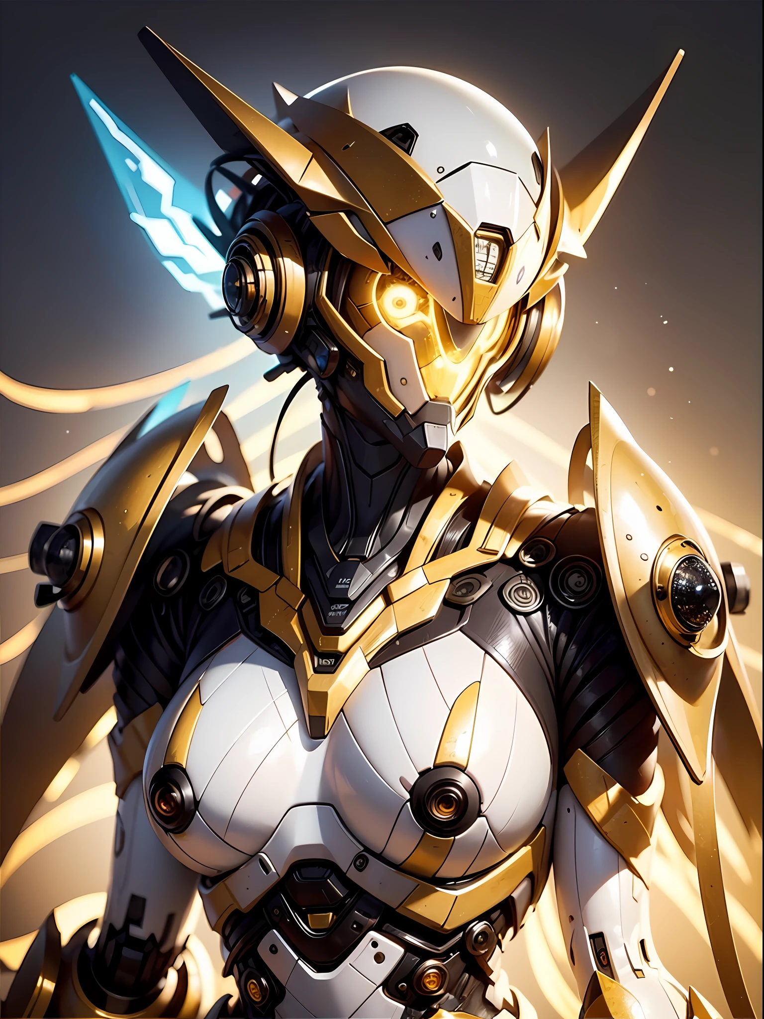 image fill,masterpiece,best quality,super detail,16k,textured skin,Bright image quality,science fiction, REX, robot, mecha, no humans, glowing, solo, straight-on, glowing eyes, science fiction, looking at viewer, upper body, yellow eyes, Exoskeleton,rex,