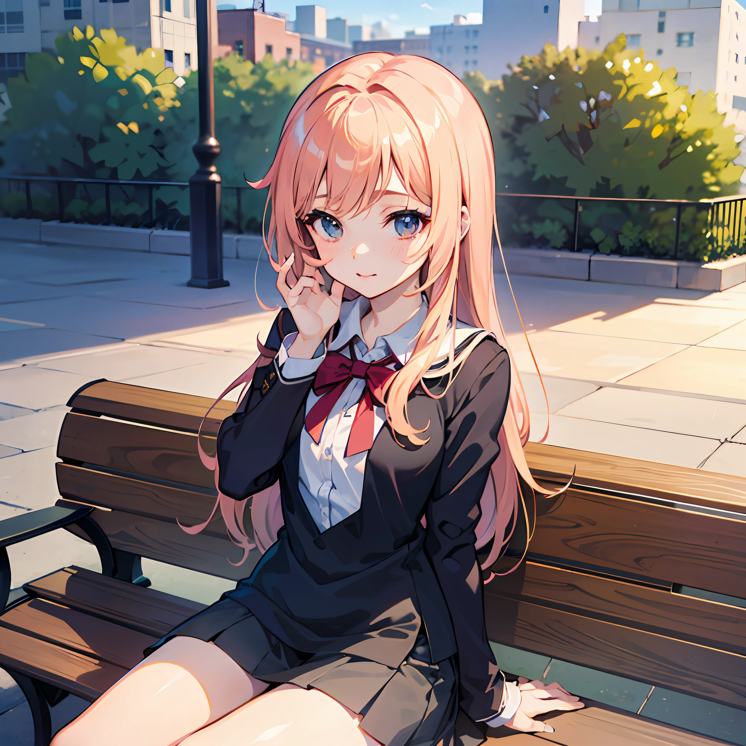 Anime girl sitting on bench,Hands on your chin, Cute anime girl, Beautiful Anime High School Girls, style of anime4 K, up of young anime girl, Surrealism female students, seductive anime girls, Smooth anime CG art, Beautiful anime girl, pretty anime girl, Anime girl, 4K anime wallpaper, anime visual of a cute girl, An anime girl,Beth --auto