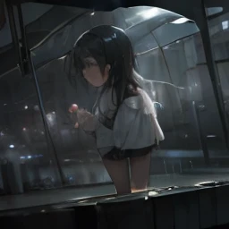 One woman, 8k, RAW photo, (highest quality, masterpiece, intricate detail: 1.4), (realistic, photorealistic: 1.3), photorealistic, Japan model, (rainy weather)), (standing on the street raining: 1.5), heavy rain, (full body soaking: 1.8), (light blouse)), (pale blouse), ( Blouse that gets wet from the rain and sticks to the skin: 1.5), (Blouse that gets wet from the rain and sticks to the skin: 1.5), (Beautiful woman like a Japan idol), 20 years old, (small face: 1.5), (sensual expression), light makeup, thin eyebrows, detailed and beautiful face, detailed eyes, (tear bags: 1.5), detailed fingers, detailed legs, detailed skin, medium breasts, (wet hair: 1.8), (wet bangs: 1.3), (wet skin: 1.8), (nipple protrusion visible through), shiny hair, shiny skin, ((wet and dripping hair: 1.3)), (wet and dripping skin: 1.3)