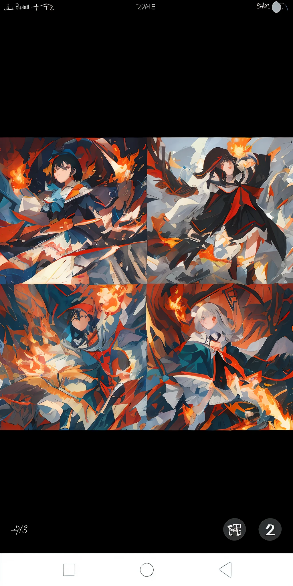 Draw a woman in a red dress on a red and blue background, Detailed anime artwork, 3 panel action scenes, Detailed cover artwork, satoshi kon artstyle, Kill Pull Kill illustration, style of satoshi kon, Anime epic artwork, kill la kill, fire and ice, Official artwork, detailed anime art, Ice and fire, Epic anime style