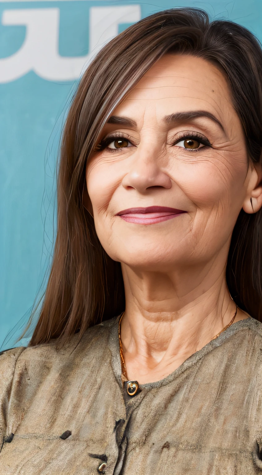 portrait of a real estate brazilian teacher female midle aged with goatee, 45 anos de idade --auto