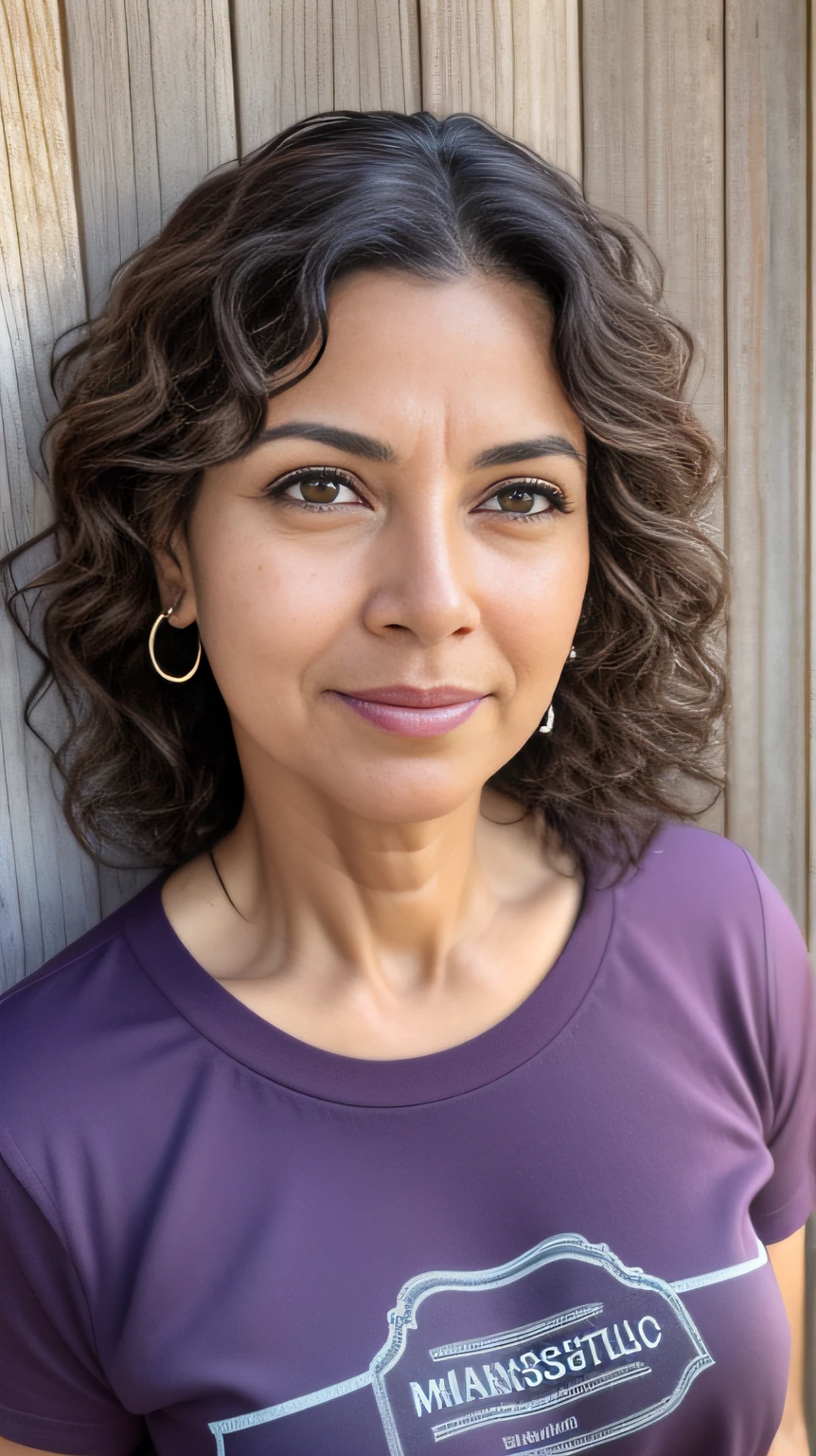 portrait of a real estate brazilian teacher female midle aged with goatee, 45 anos de idade --auto