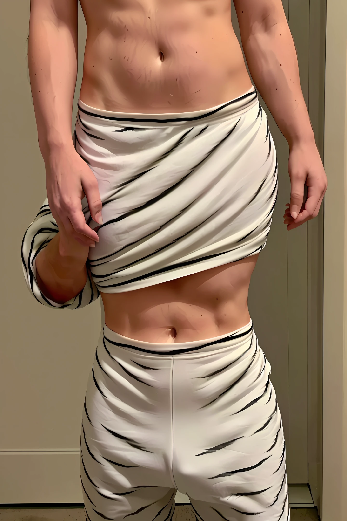 Naked full body white tiger girl
