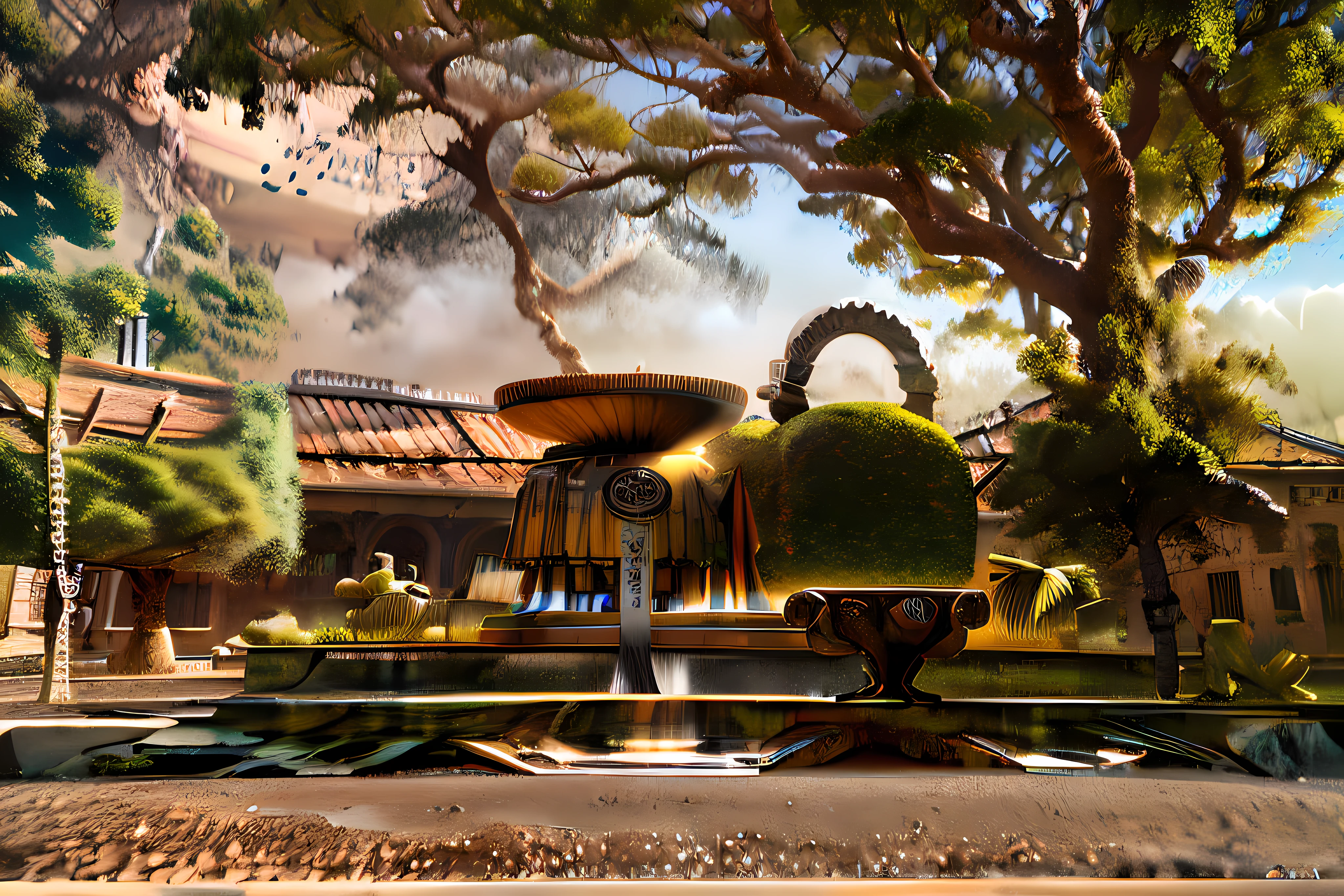 There is a large vase with a handle on a pedestal, a foto mostra um grande, Beautiful image, Tiro central, cena maravilhosa, cidade de Nova Yuork, Directed by: Carpophore Tencalla, unusual composition, Directed by: Milton Menasco, Fonte, em jardins de maconha, Ignacio Fernández Rios ", tourist destination, Directed by: CeFerí Olivé --auto