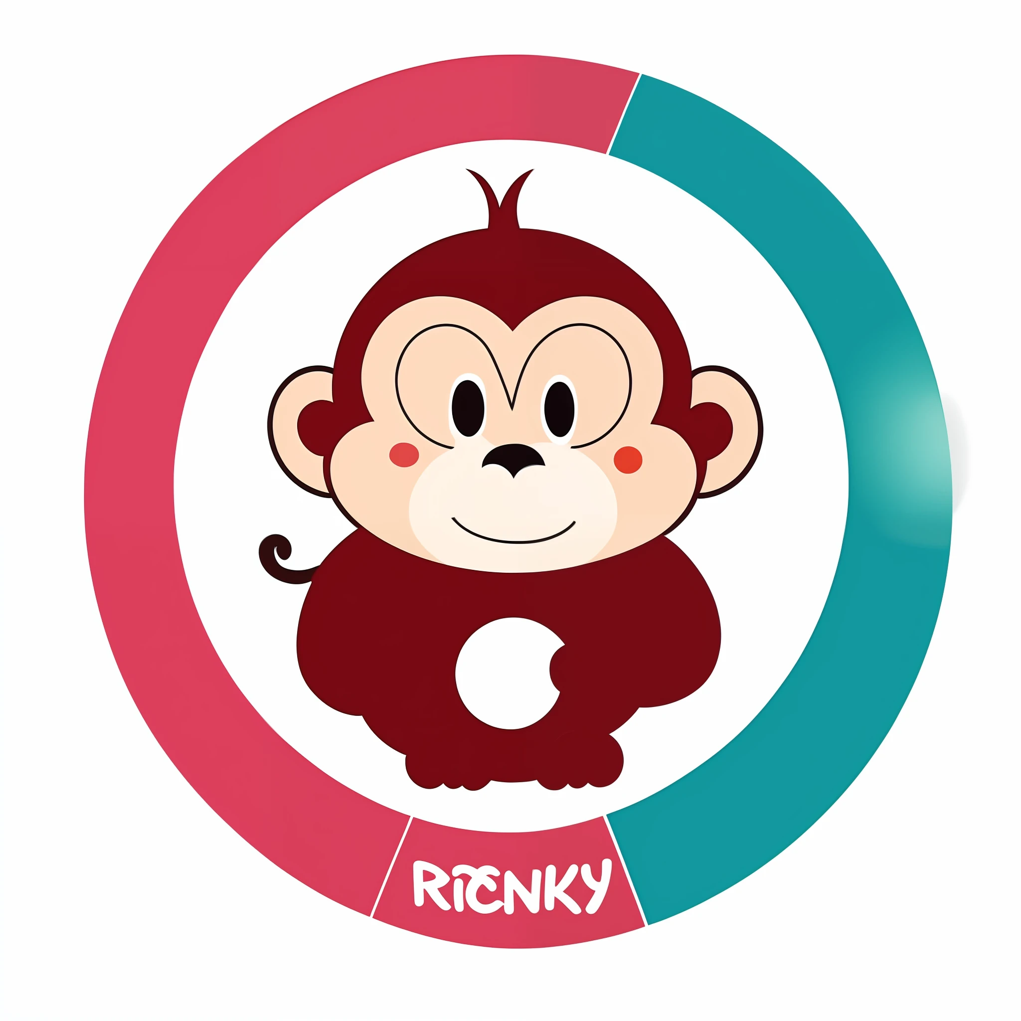 The Alafeld monkeys sit in a circle,There is the word "Lucky Monkey Monkey" in the middle, Monkey, Inspired by Caroli Kernstok, Round logo, Monkey king, monkeys, face like monkey, R - MK, vinayak, rainny, print ready, The 2D card is airy and cute