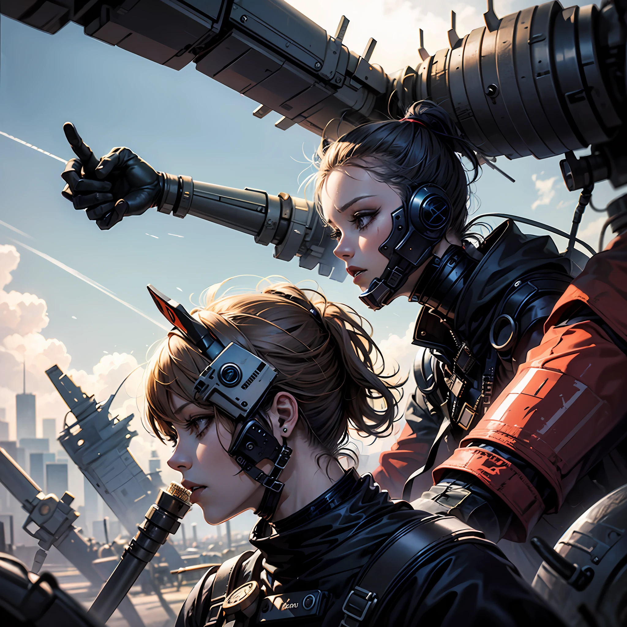 High ponytail beauty,Machinary,cyber punk perssonage,The end of the world,huge battle --auto