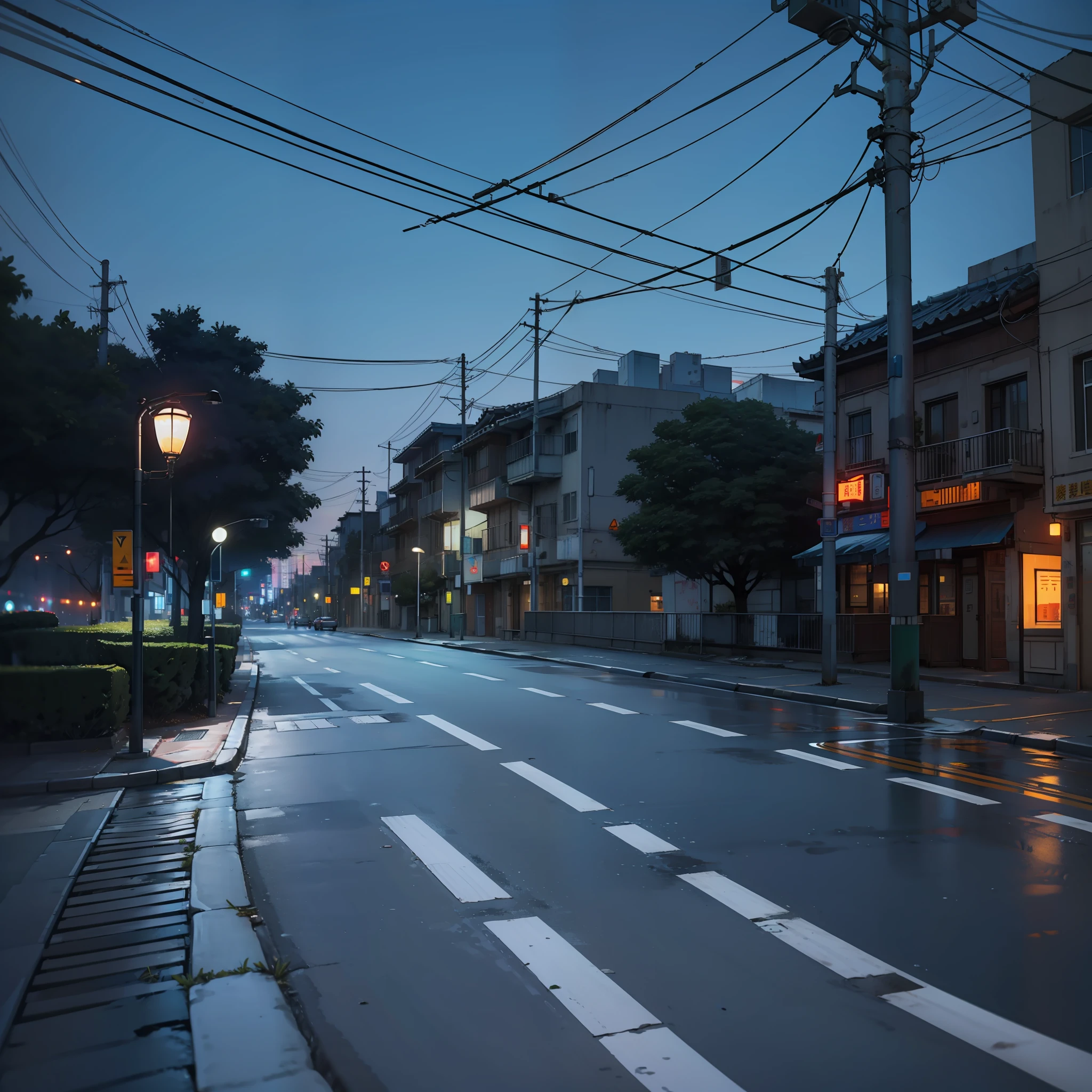 Deserted streets,Street lights dotted,The shadows appear longer,The cold wind howled。