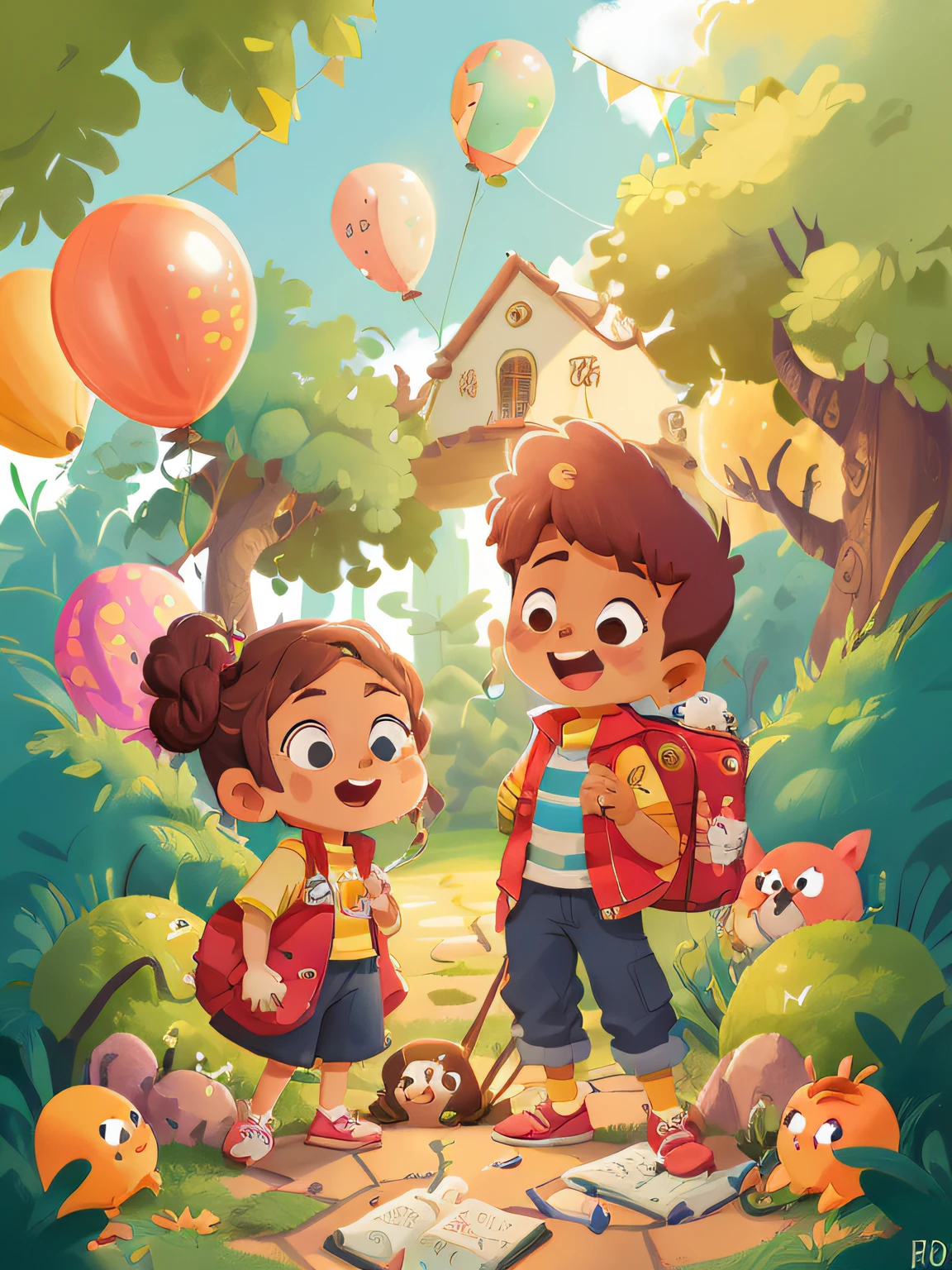 ((Um menino e Uma menina em uma roda de bricadeira),( um de frente para outro, many balloons, feliz, qualidade perfeita, foco claro (desordem - casa: 0.8), (obra-prima: 1.2) (realista: 1.2) (pele detalhada: 1.3) (detalhes complexos) (8K) (olhos de detalhe) (foco nítido), (feliz) corpo inteiro,fundo limpo))