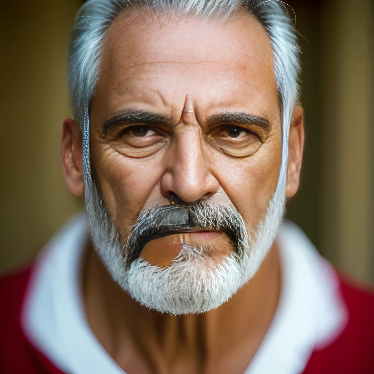 Um retrato de um homem profeta, barbudo, enrugado, envelhecido, com olhos penetrantes, rosto detalhado, detalhes altos, fotografia, luz natural, Nikon D850, 50mm, f/1.4