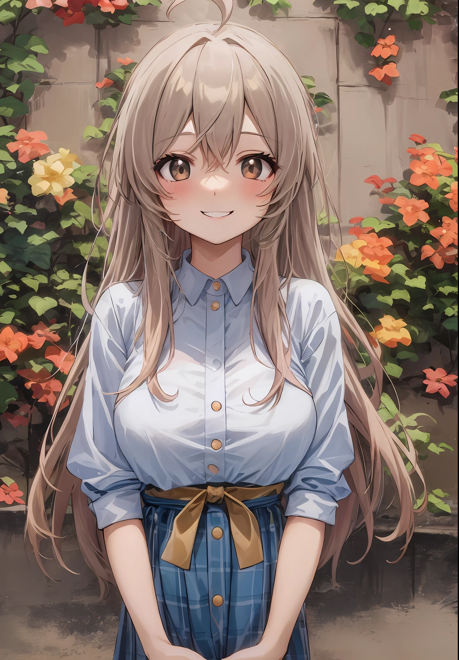 C cup with a cute smile and round face Anime Face