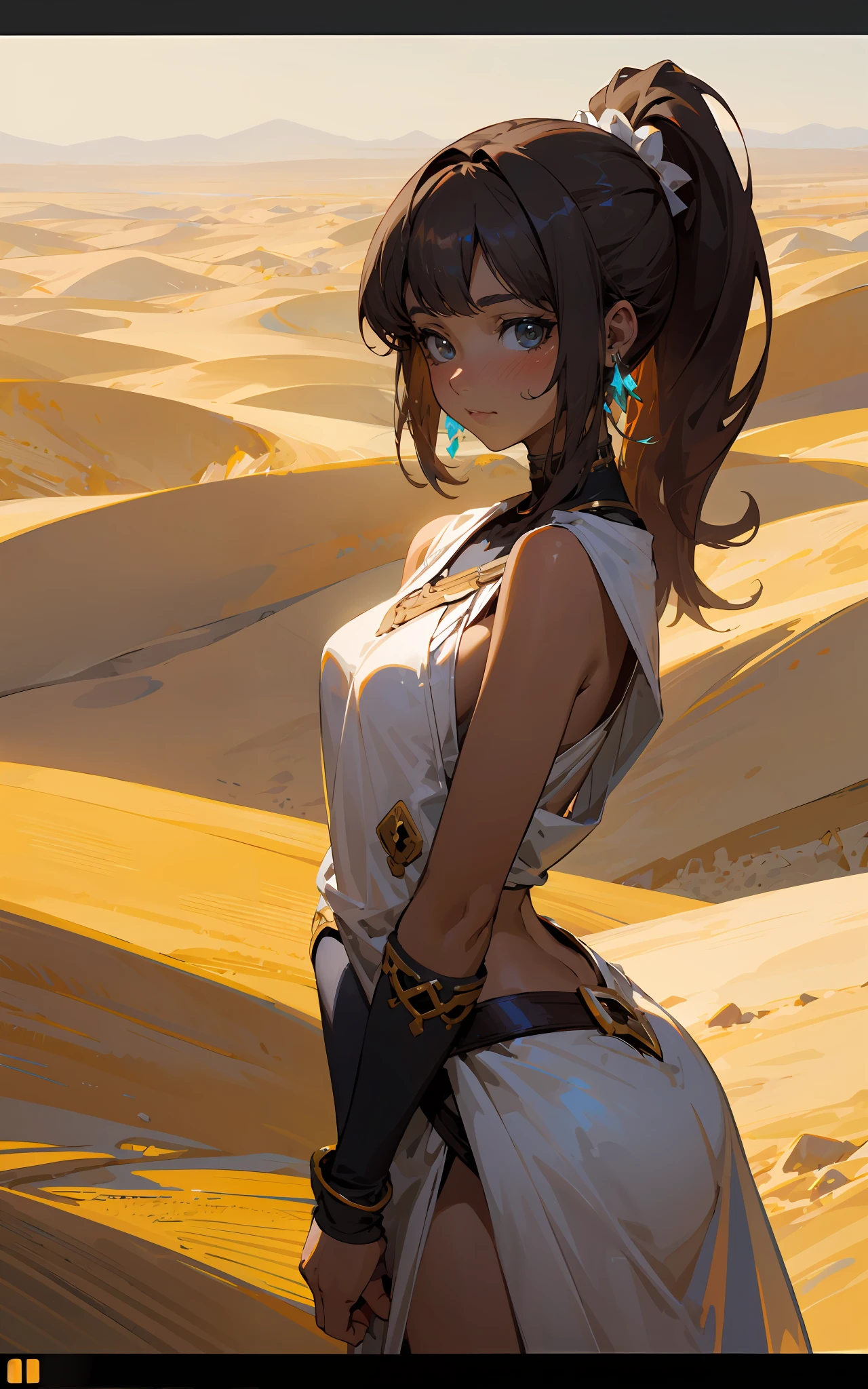 arafed woman in a white dress standing in the desert, artgerm and atey ghailan, alena aenami and artgerm, artwork in the style of guweiz, guweiz on artstation pixiv, artgerm and ilya kuvshinov, artgerm on artstation pixiv