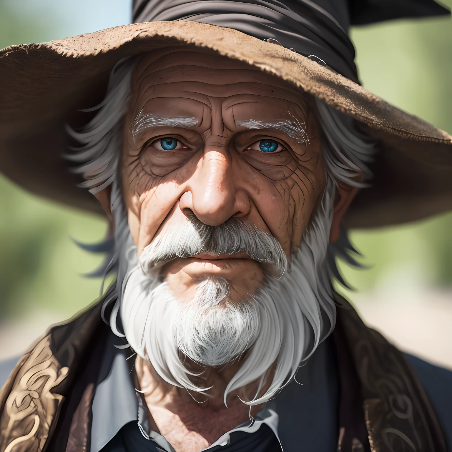 A portrait of a wizard, bearded, wrinkled, weathered, with piercing eyes, detailed face, high details, photography, natural light, Nikon D850, 50mm, f/1.4 --auto