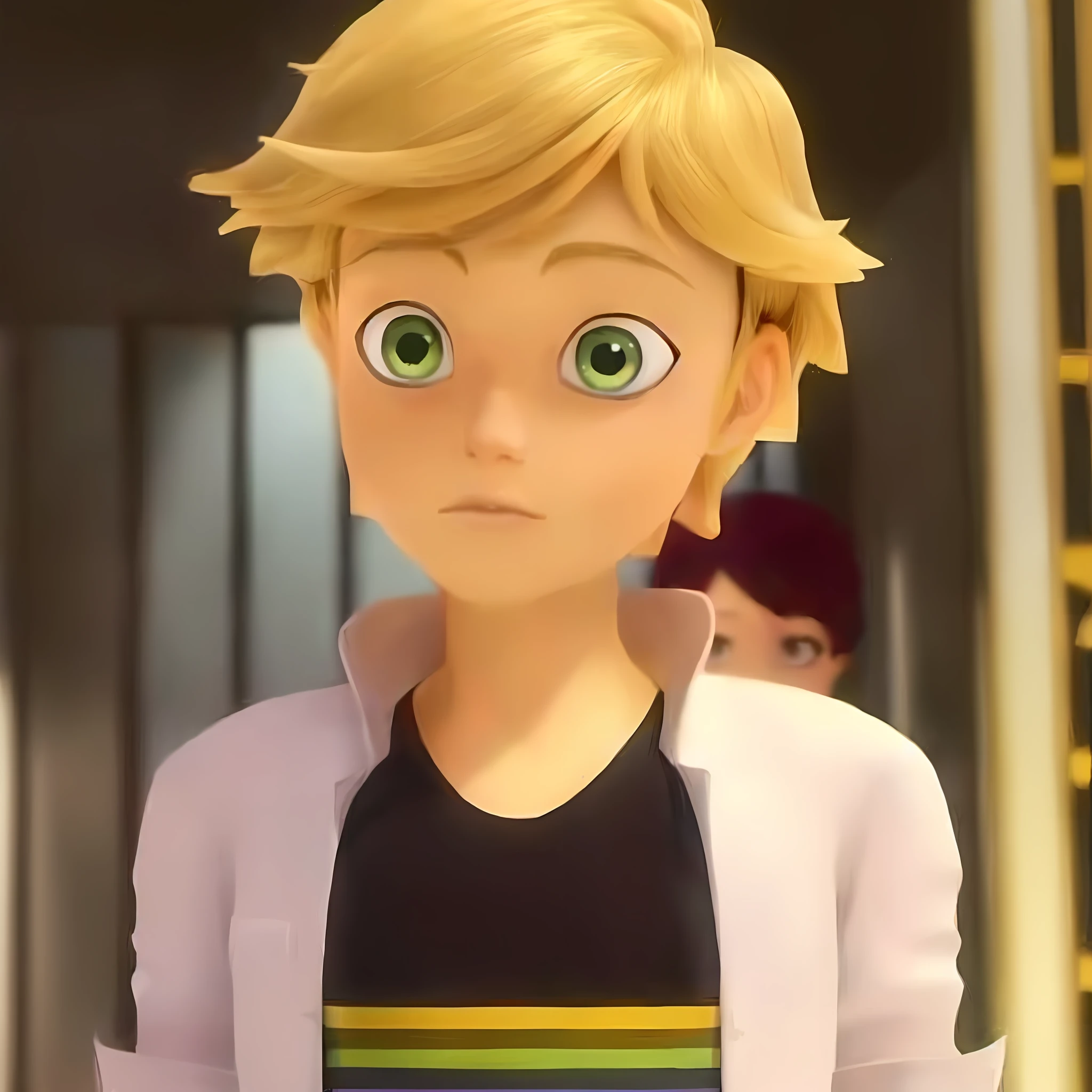 um close up de uma pessoa com cabelos loiros e uma camisa, Joaninha milagrosa, ****** loiro com olhos amarelos, young blonde boy fantasy thief, avatar com um cabelo loiro, finnian in grungerock alien sky, Guybrush Threepwood, ****** loiro, milagroso, animated film, no filme de anime, ele tem cabelos castanhos curtos e cacheados, ele parece um assecla humano