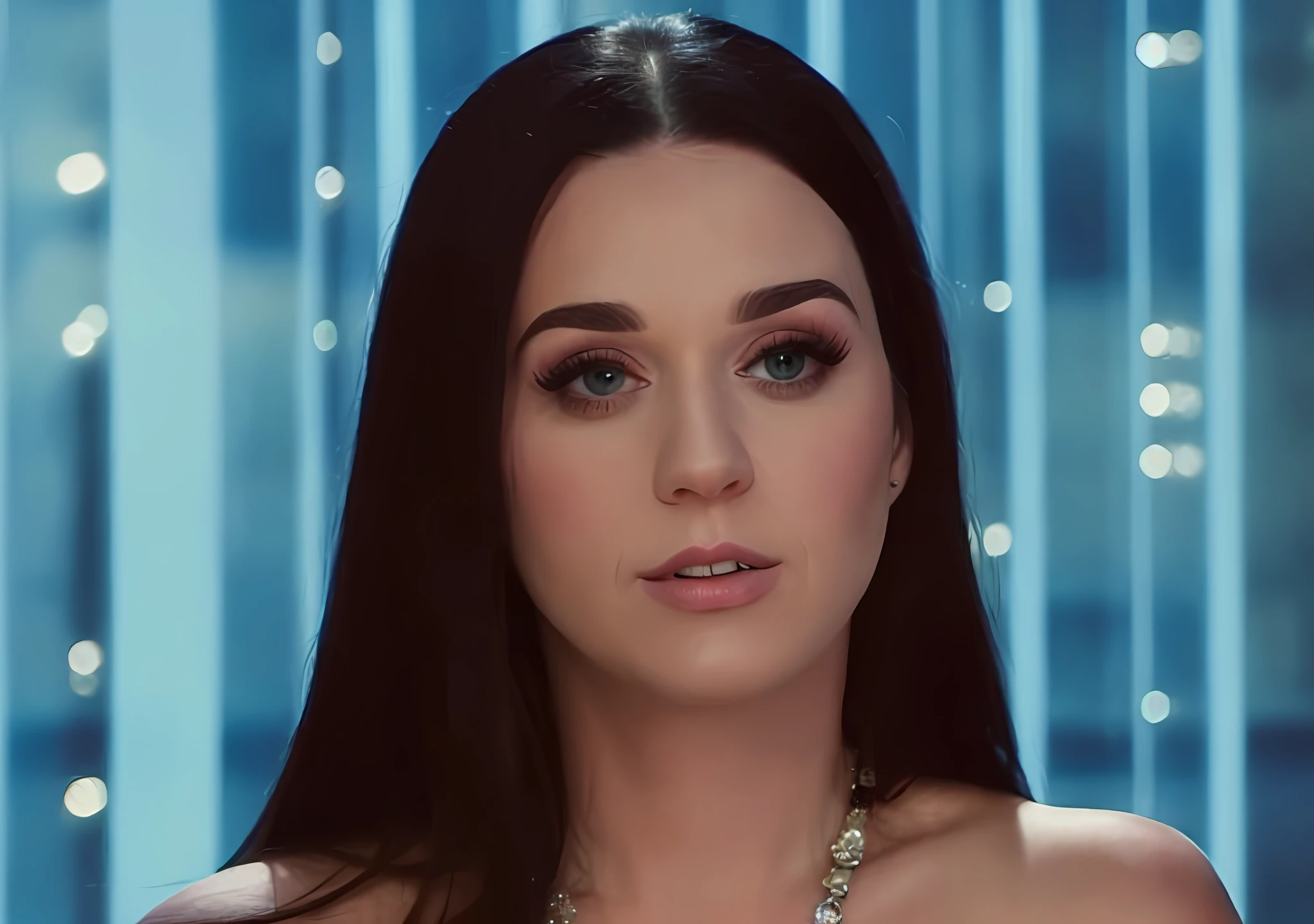 Katy Perry, olhar intenso, mean smirk, Looking towards the camera,mas um olhar severo sobre ela, Retrato de Katy Perry,