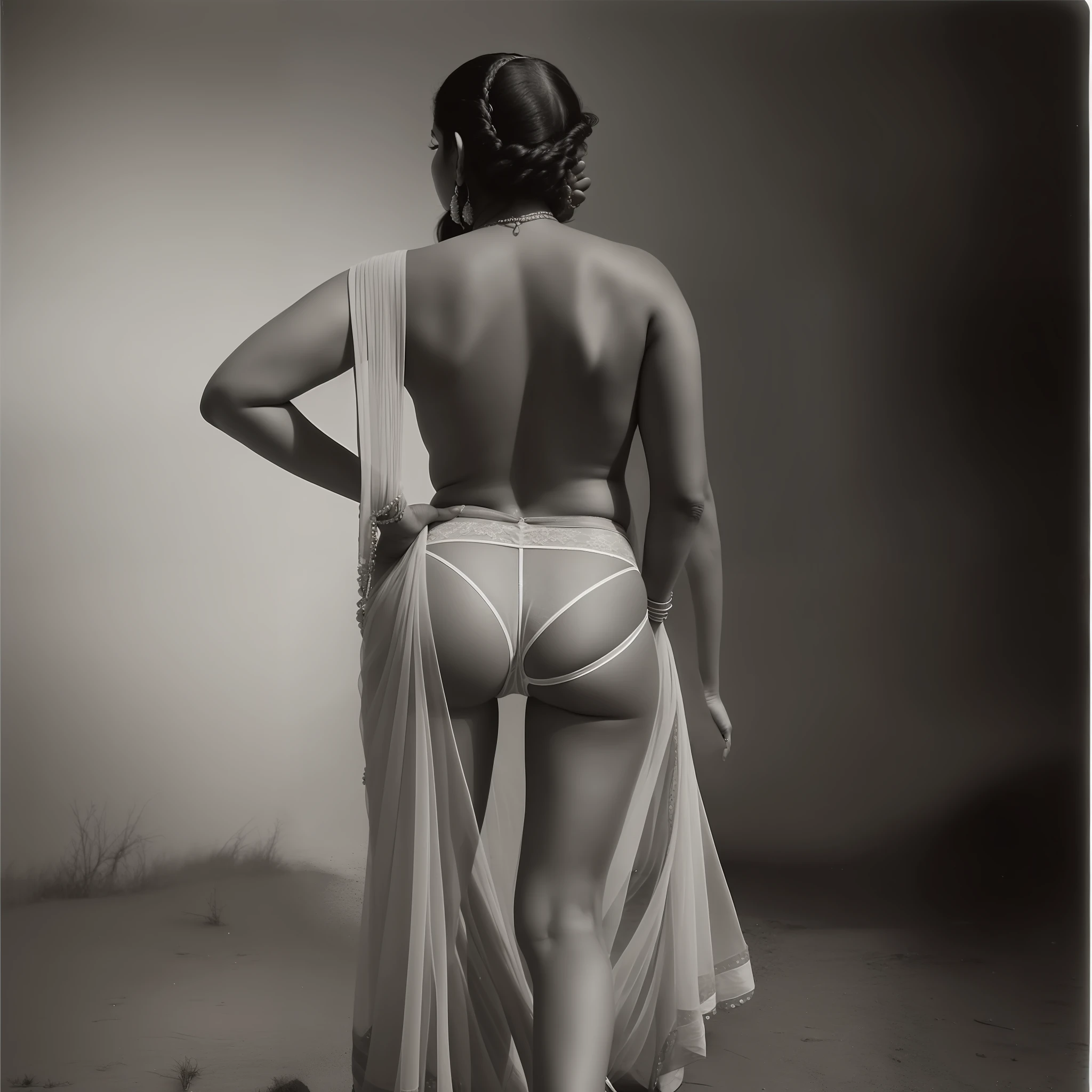 Indian woman wearing a panty, (lehnert and landrock photography:1.3)