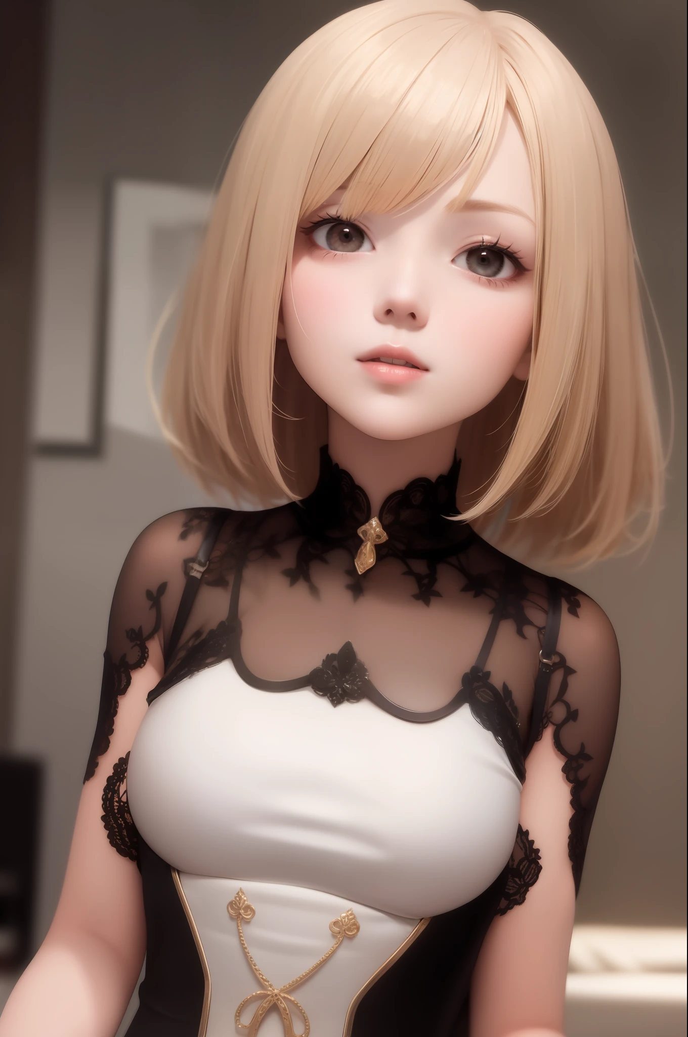 best quality, tmasterpiece, whaite hair, blonde eyes, head looking up, The upper part of the body,noble