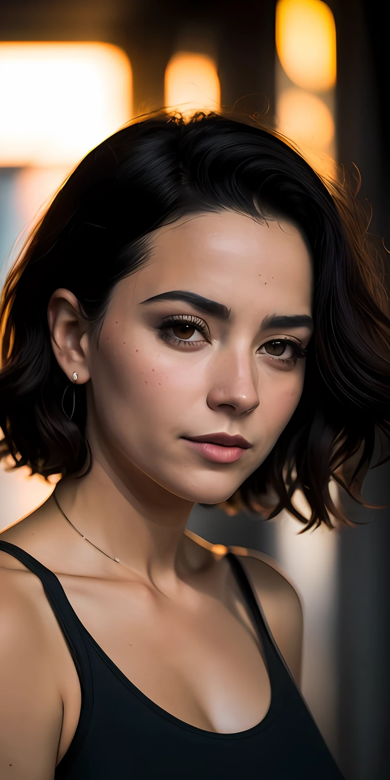 foto de retrato de rosto completo de uma garota europeia de 25 anos, RAW, mulher bonita, semi-open strawberry lips, covinhas, sharp look, (extra longo cabelo preto ondulado), ((rosto detalhado)), ((detailedfacialfeatures)), (pele finamente detalhada), pele morensa, (decote profundo detalhado vestido cyberpunk de alta tecnologia), ambiente de megacidade cyberpunk, (cores frias), humid, humid, reflexos, (obra-prima) (perfect aspect ratio)(foto realista)(melhor qualidade) (detalhado) fotografado em uma Canon EOS R5, Lente de 50mm, F/2.8, HDR, (8k) (papel de parede) (cinematic lighthing) (lighting dramatic) (foco nítido) (intrincado)