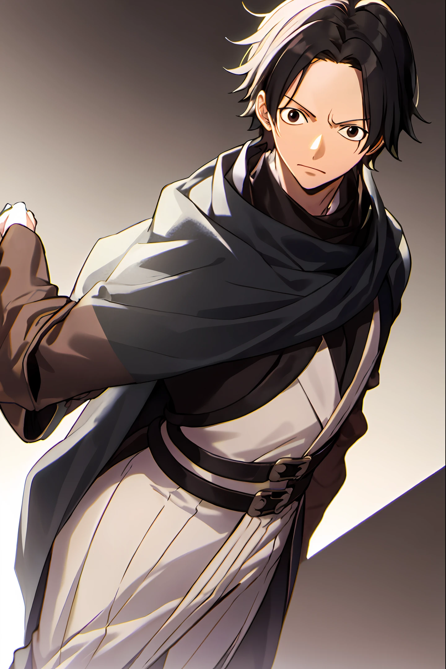 (One Piece,tmasterpiece)Young man of ,black color hair,Black eyes,Brown clothes,White cape,anime figure