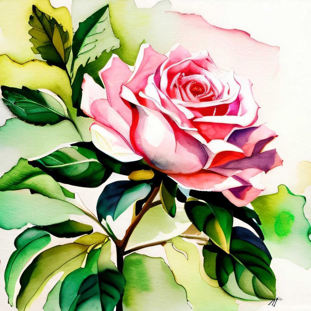 pintura de uma rosa rosa com folhas verdes em um fundo branco, rosa rosa, rosa rosa, Pintura em Aquarelas, Rosa, pintura em aquarela, arte em aquarela, Directed by: Jean Hey, aquarela sobre papel, pintura em aquarela, arte em aquarela sobre papel, Parque John, arte em aquarela sobre papel, Aquarelas, aquarela, Aquarela, Aquarela sobre tela, rose twining --auto