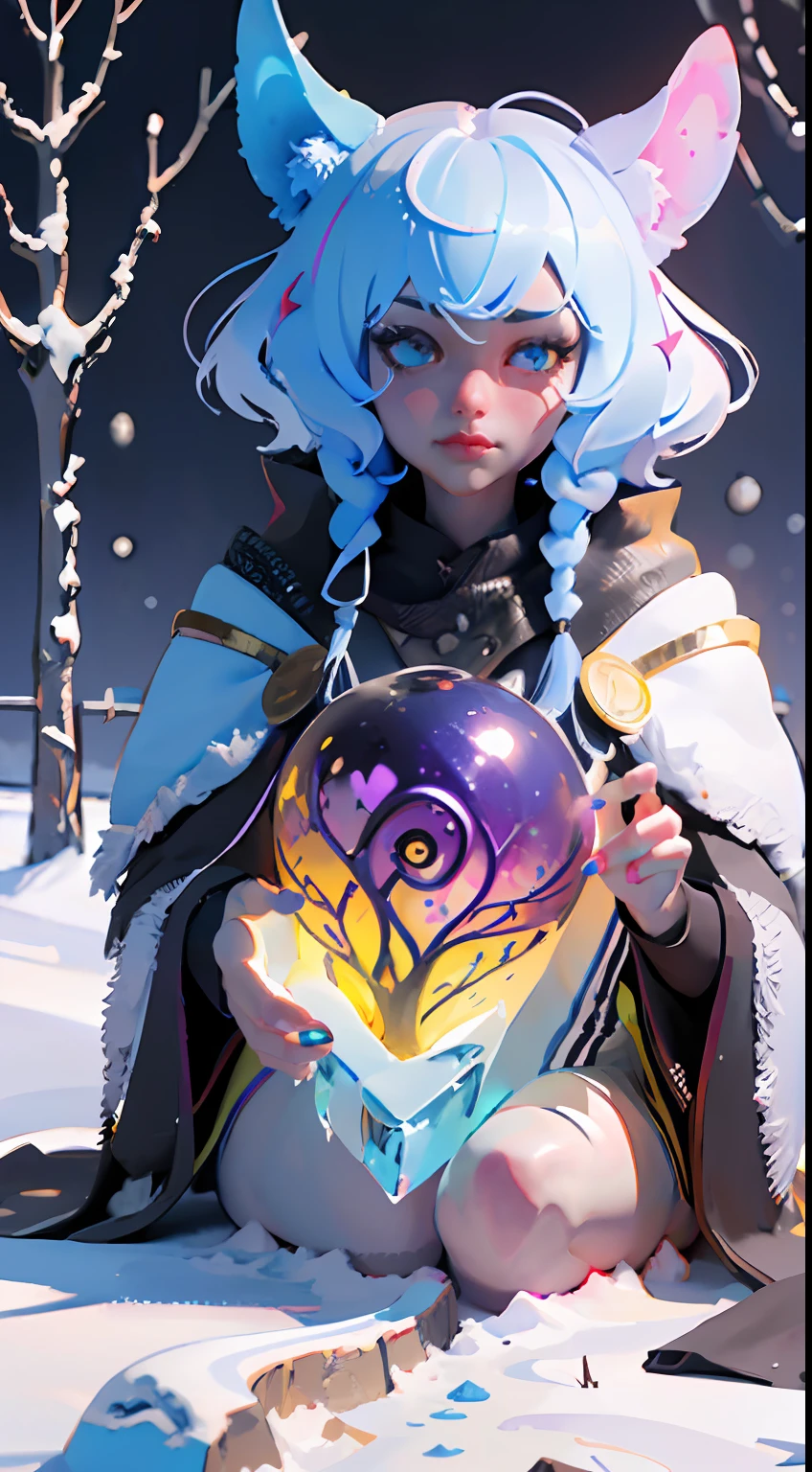 absurds,High res,ultra Detailed,official arts,统一 8k 壁纸,ultra Detailed,Beauty and aesthetics,master masterpiece,best best quality,(zentangle,Ice and snow,Tangles,Entanglement),(s fractal art:1.3),PhotoRealistic,(master masterpiece,top quality,best best quality,official arts,Beauty and aesthetics:1.2),Very Detail,s fractal art,variegated,most details,zentangle,(Abstract Background:1.5)(1boy:1.3),Kamimei,(Glowing blue eyes),Enigmatic,(MAGIC),((Sit on a tree)),Ice and snow