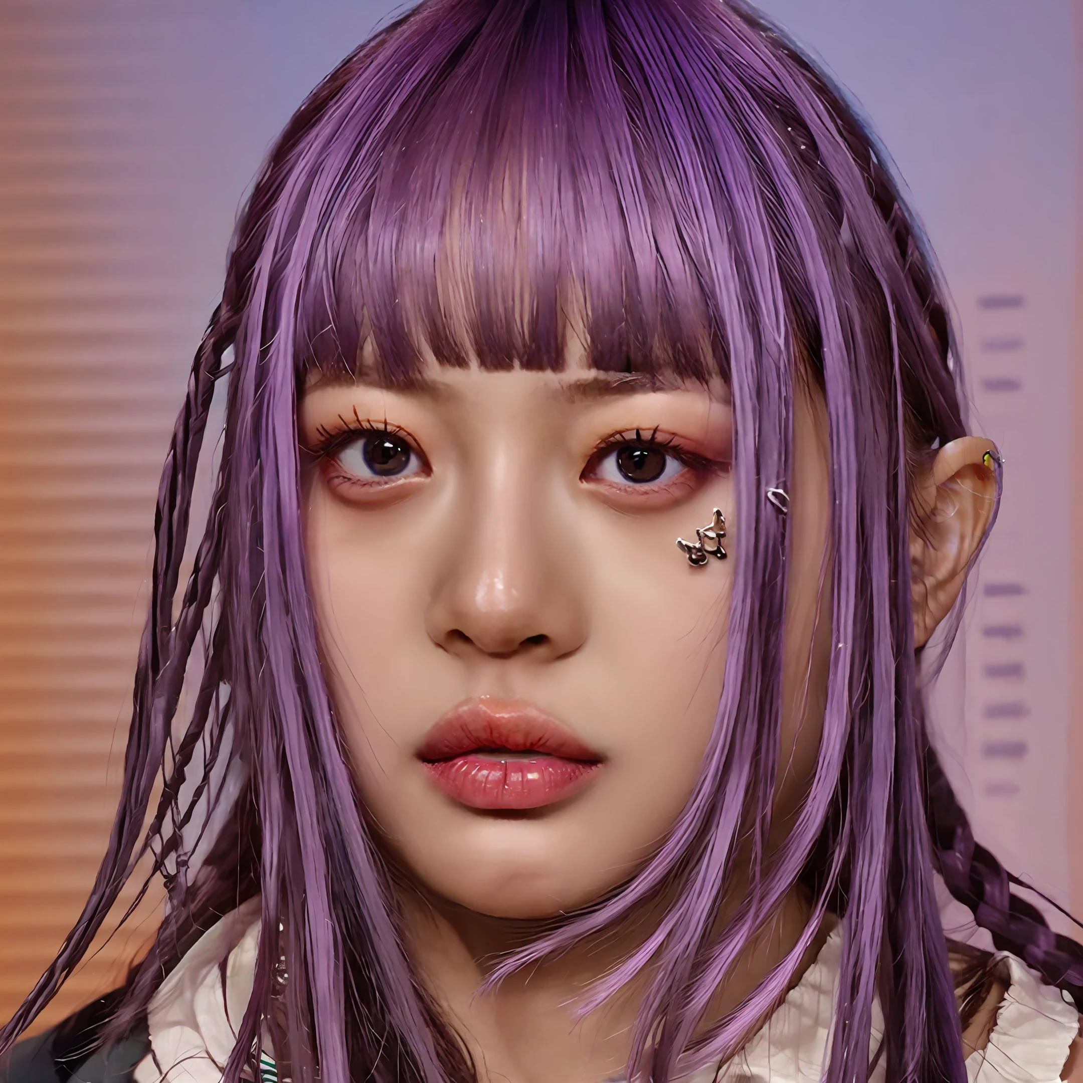 Purple hair with eye patch Medium two disease