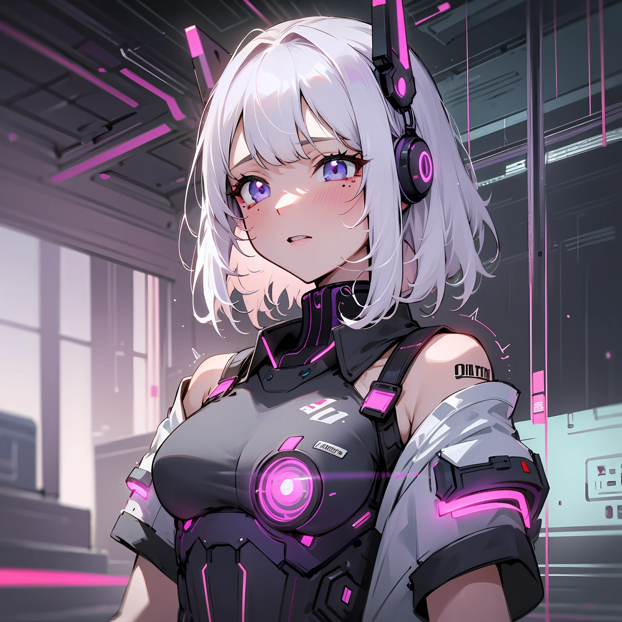 short detailed hair,whaite hair,cyber punk perssonage,tear-mole,nigth,neonlight,cold shades,城市,Purple pupils,whaite hair,whaite hair,whaite hair,White hair,White hair,White hair,White color hair,cyber punk perssonage,cyber punk perssonage,expressiveless,expressiveless,cyber punk perssonage,cyber punk perssonage,neonlight,neonlight,Royal sister,Royal sister