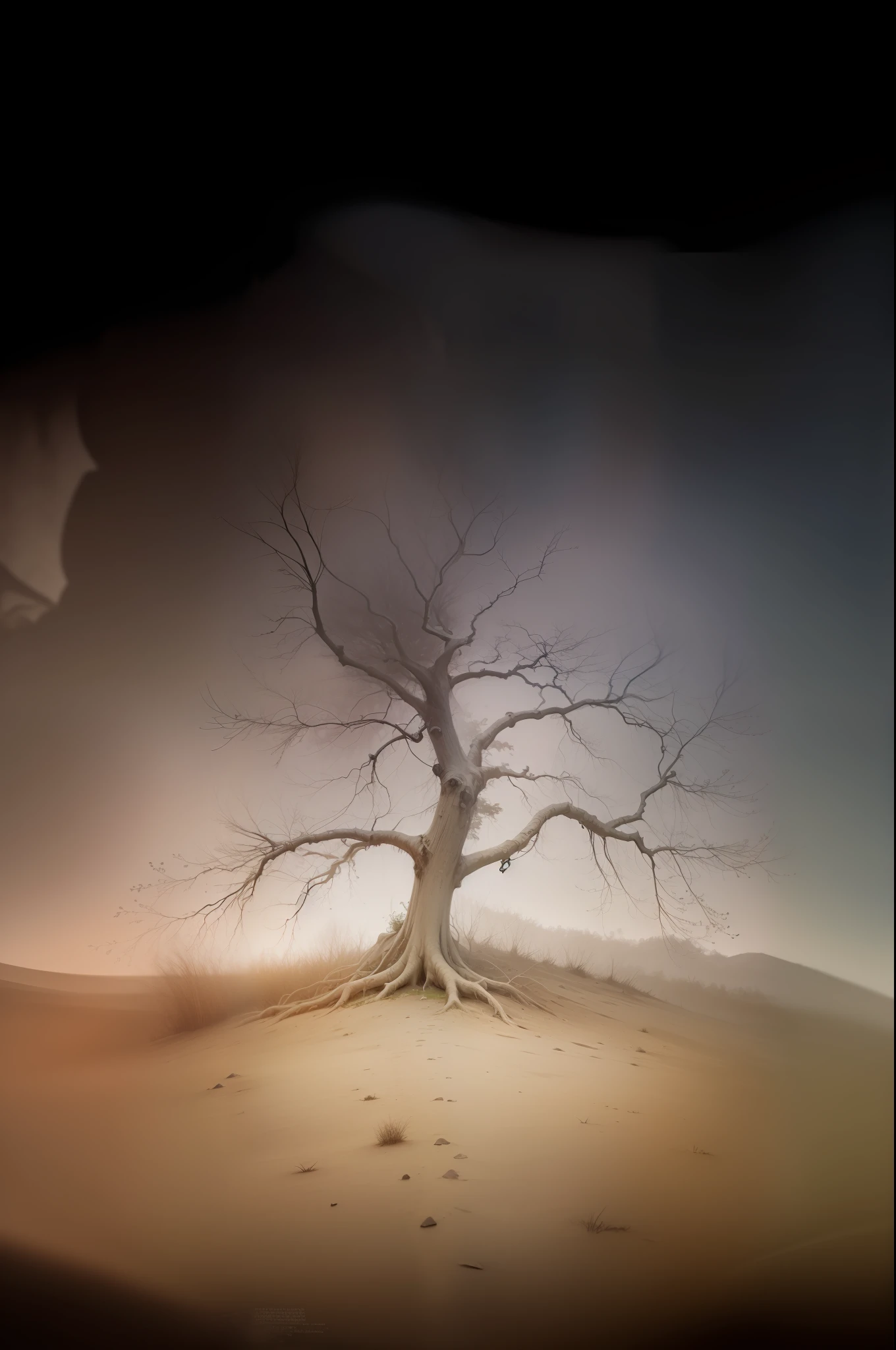 Remover tudo da imagem, incluindo efeitos, minus the tree. The tree keep exactly the same as the original. And leave the image totally monochrome. --auto