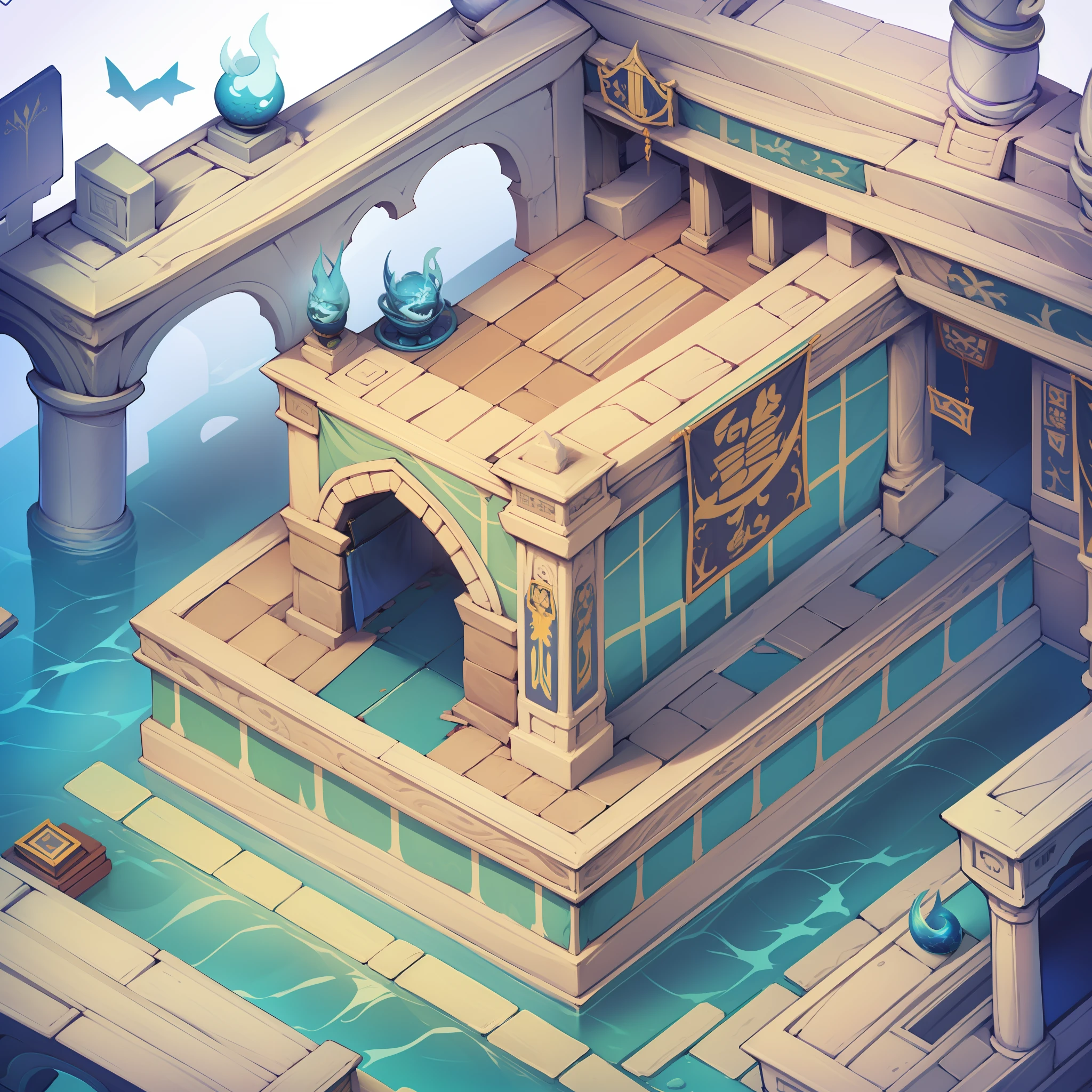 Isometric architecture，White background，cartoonish style，angle of depression，White background，isometry，gameicon，tmasterpiece，best qualtiy，超高分辨率，3Drenderingof，8K，