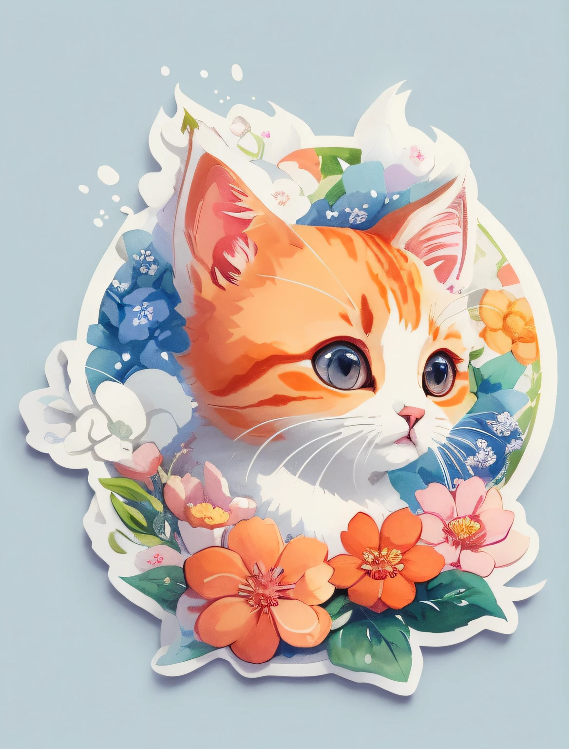 there is a cat with a flowered head in a circle, cute detailed digital art, cute detailed artwork, adorable digital painting, cute digital art, digital painting highly detailed, detailed painting 4 k, kawaii cat, detailed fanart, cat detailed, cute portrait, anime cat, a beautiful artwork illustration, cute artwork, cute cat, cat design, highly detailed digital painting