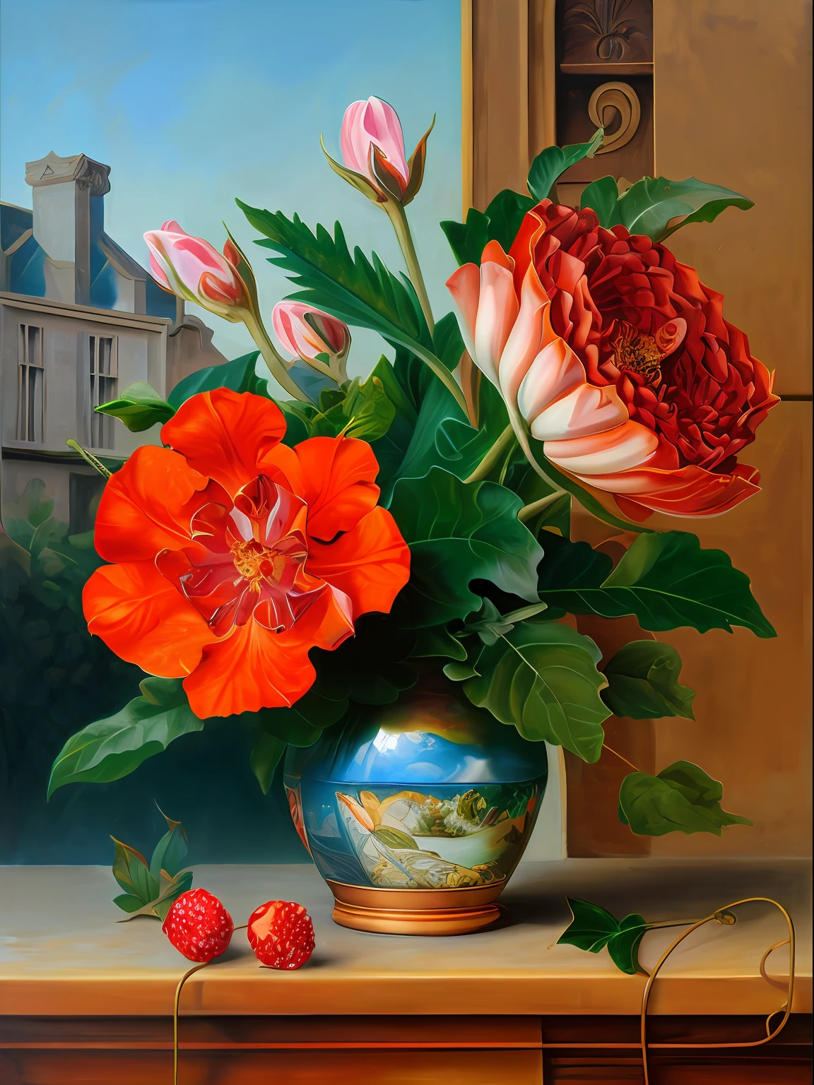 Absurd, ultra-detailed, high quality, masterpiece, Gloxinia flower , Pierre-Joseph Redouté art style , art detail painting
