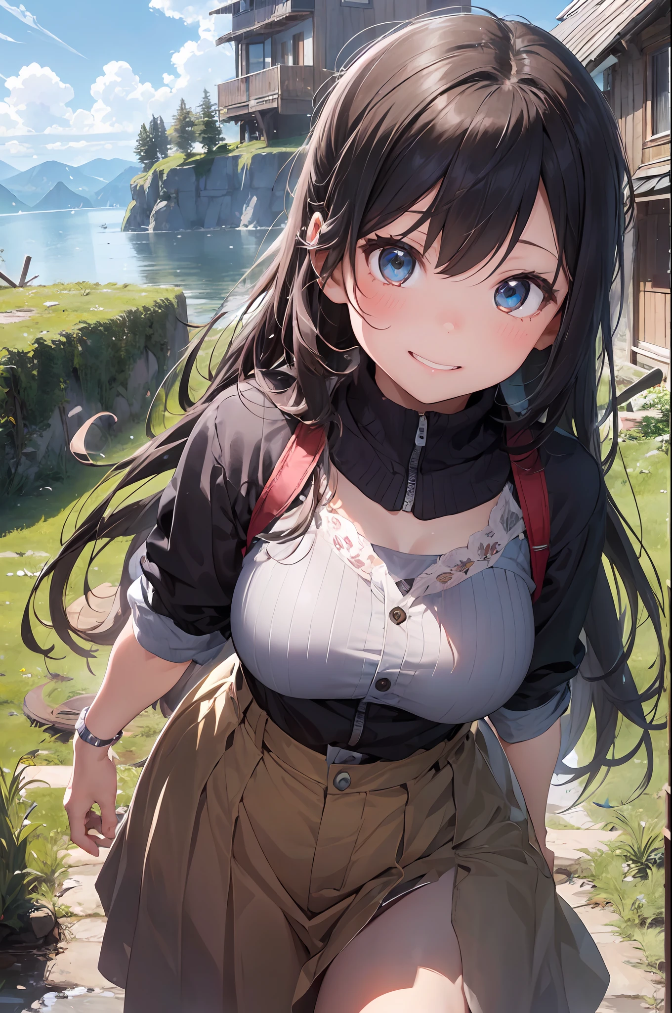 ((6year old girl:1.5)), Girl in 1, Lori, Petite girl, Complete anatomy, Whole body, children body, child, Super Cute, garl, Little girl, Beautiful Girl, beautiful shining body, Bangs,Brown hair,high eyes,(aquamarine eyess), drooping eyes, Petite,tall eyes, beautiful girl with fine details, beautiful and delicate eyes, Detailed face, Beautiful eyes, beautiful shining body, smile on face, Happiness,
Whole body angle, alps, Shepherd's daughter, Mountain Girl, plein air, alpine meadow,
Natural light,((Realism: 1.2)), dynamic far view shot,Cinematic lighting, Perfect composition, by sumic.busty petite, ultra detaild, Official art, Maste Piece, (Best Quality:1.3), glint, the Extremely Detailed CG Unity 8K Wallpapers, Detailed background, Maste Piece, Best Quality, (Maste Piece), (Best Quality:1.4), (UltraHighResolution:1.2), (Hyperrealistic:1.4), (Photorealistic:1.2), Best Quality, High quality, high resolucion, Detail enhancement,