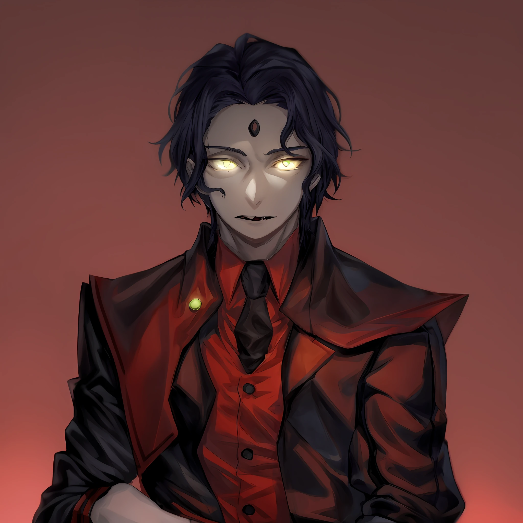 personagem de anime em uma camisa branca e gravata vermelha com uma capa preta, cara bonito na arte demon slayer, vampiro masculino bonito, vampiros de anime, cara de anime alto com olhos azuis, androgynous vampire, vampiro macho, homem bonito anime, his eyes are red and glowing, personagem de anime masculino, com olhos vermelhos brilhantes, Alucard, sebastian michaelis, com olhos vermelhos brilhantes de frente olhando uma aldeia