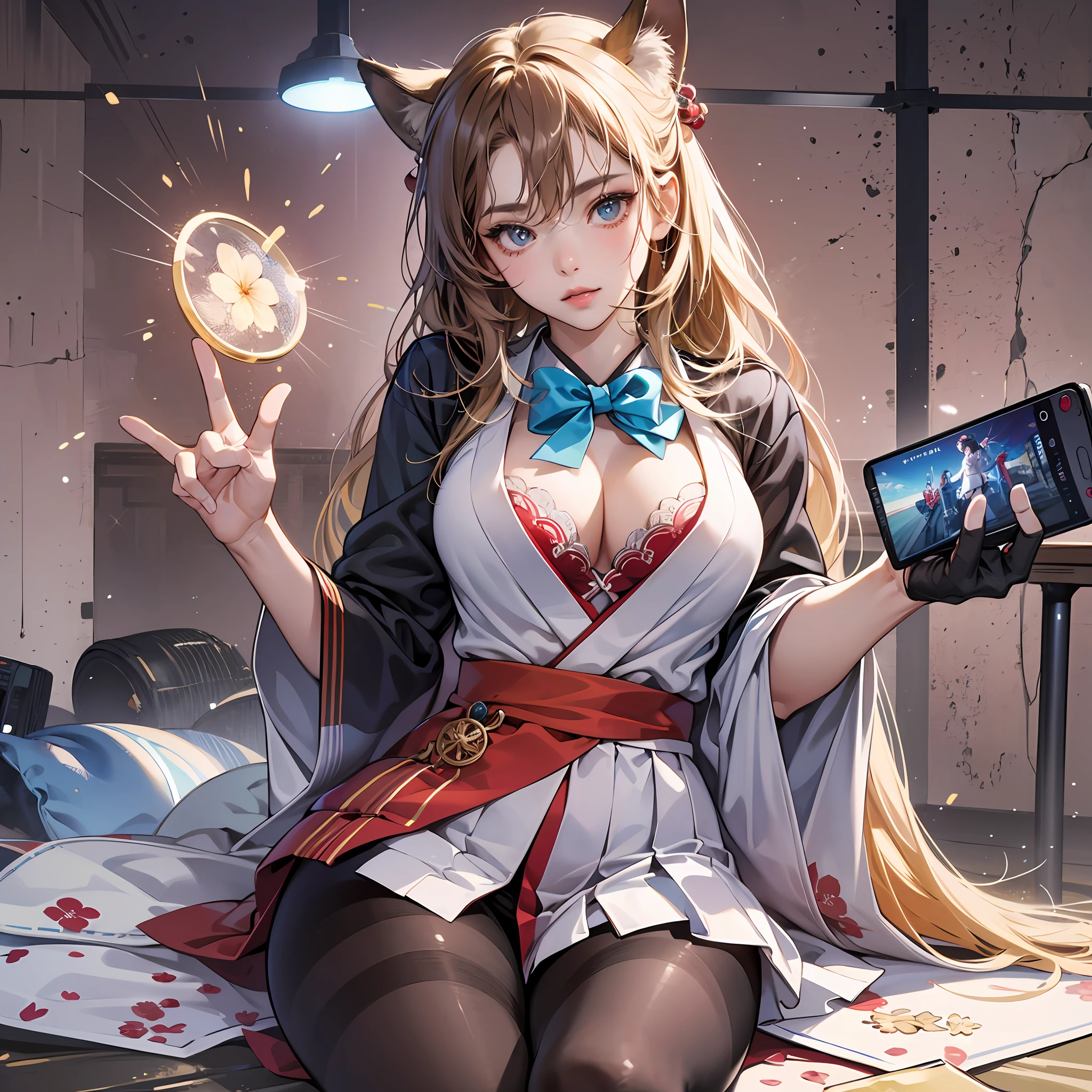 ulzang-6500-v1.1,(RAW photo:1.2), (Photorealistic:1.4), Beautiful Meticulous Girl, very detailed eyes and faces, Beautiful detailed eyes, absurderes, unbelievable Ridiculous, hugefilesize, ultra - detailed, A high resolution, The is very detailed,best qualtiy,tmasterpiece,kemomimi,((Japanes girl' high school uniform)),illustratio,The is very detailed,CG,unified,8k 壁纸,Amazing Cleavage,finely detailled,tmasterpiece,best qualtiy,The is very detailed的 CG unified 8k 壁纸,light in face,cinmatic lighting, 1girll, ,((pantyless)),(((dynamicposes))),(Camel toes),(A half body),((Pantyhose)),legs are open --auto