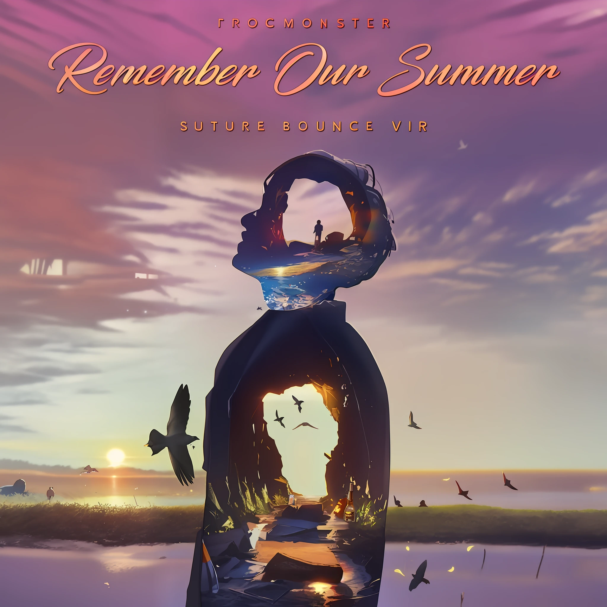 Image of Arafeld in a bottle，There is a bird inside, Summer, Official artwork, promotional, Summer sunshine, album covers!, Summer sun, poster for ; Summer, On a summer night, chillhop, 2018, 2 0 1 8, promo art, album covers, summer sunset, 2 0 1 9, 2019, Summer evening