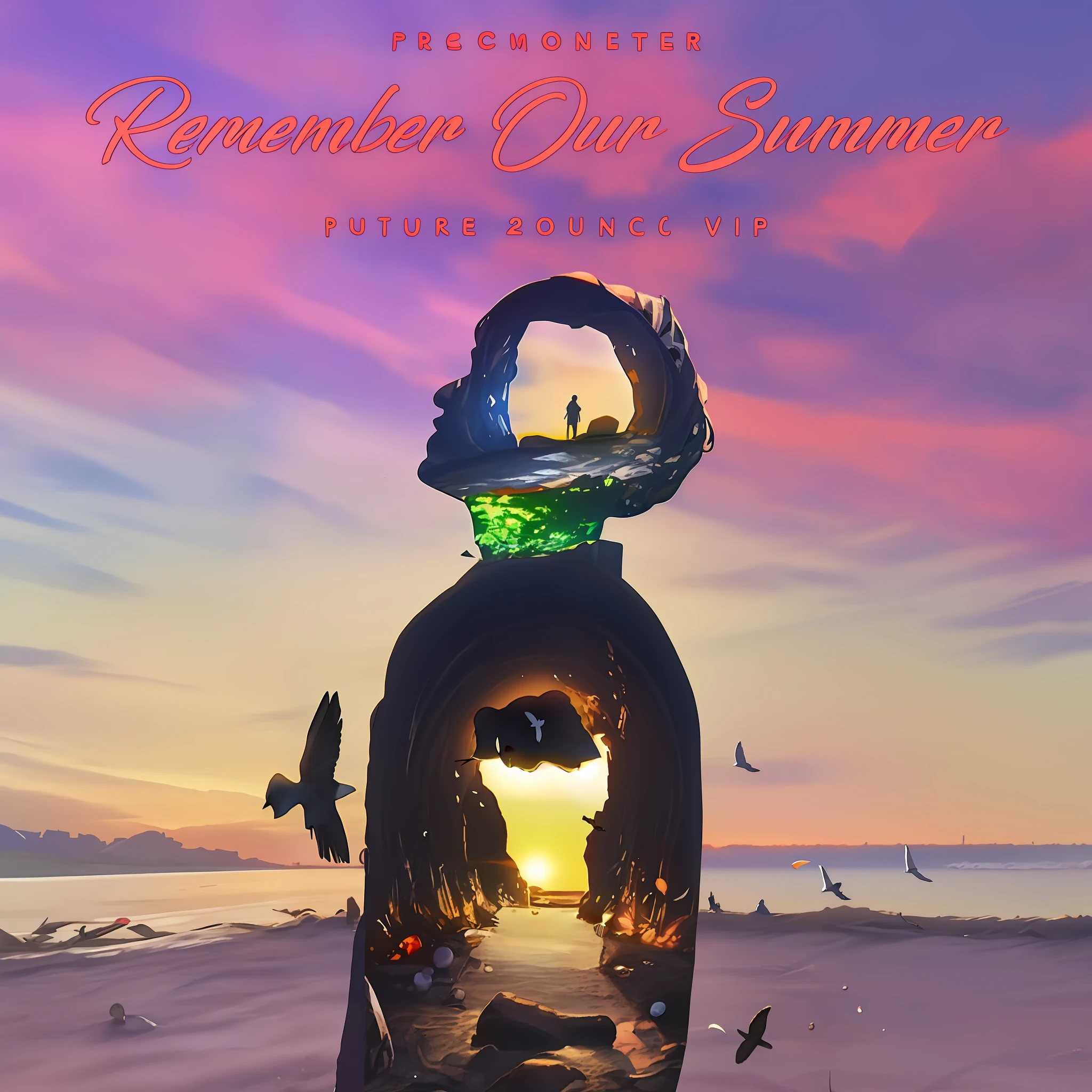 Image of Arafeld in a bottle，There is a bird inside, Summer, Official artwork, promotional, Summer sunshine, album covers!, Summer sun, poster for ; Summer, On a summer night, chillhop, 2018, 2 0 1 8, promo art, album covers, summer sunset, 2 0 1 9, 2019, Summer evening