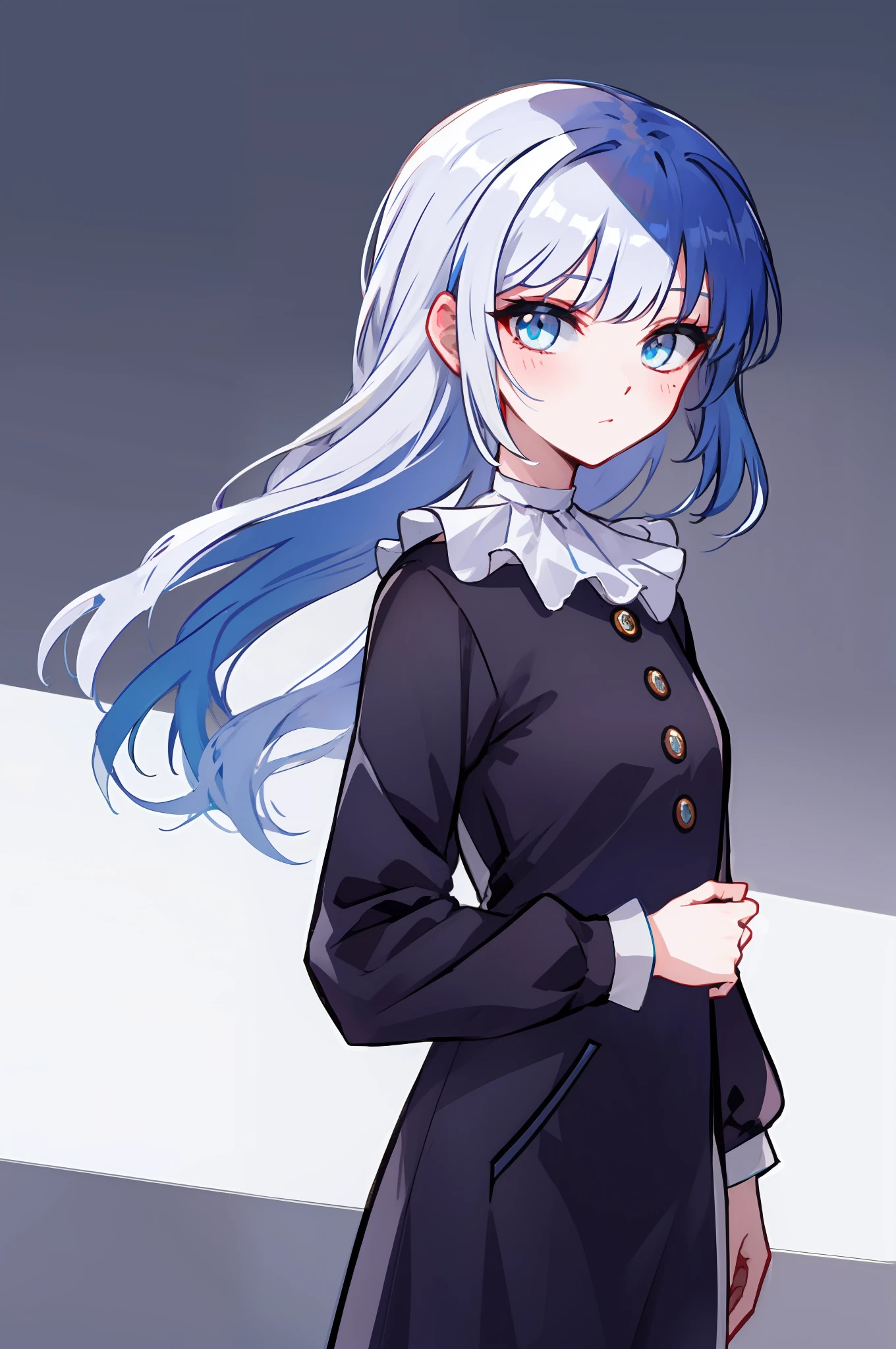 White hair， Blue hair， O cabelo multicolorido， long whitr hair，a matural female，