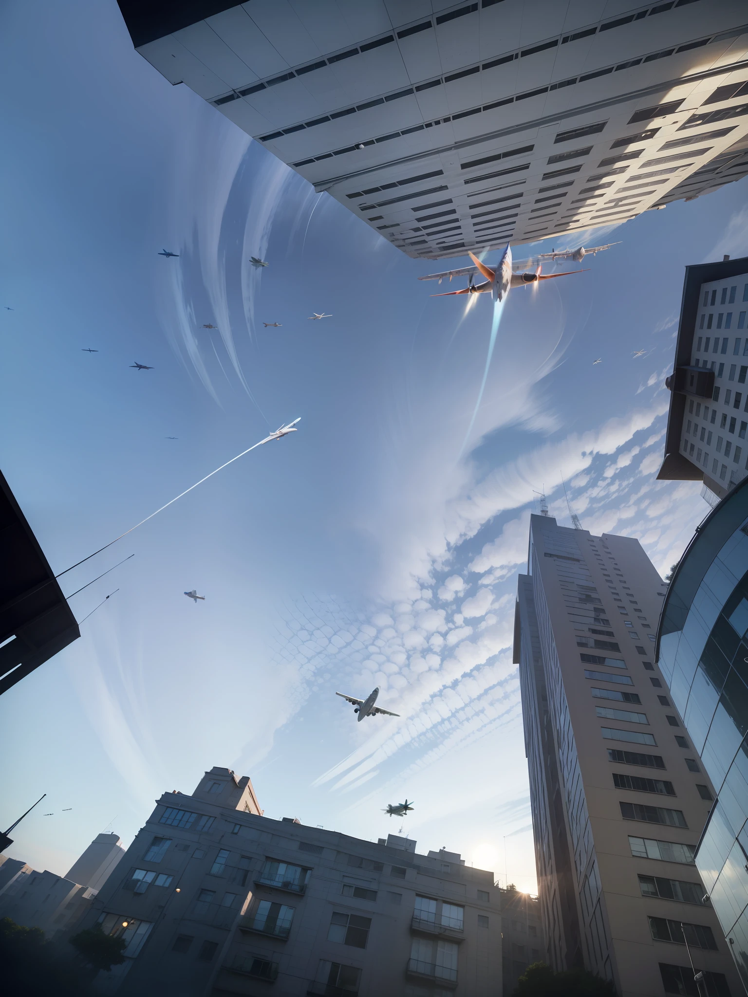 planes flew over，early evening