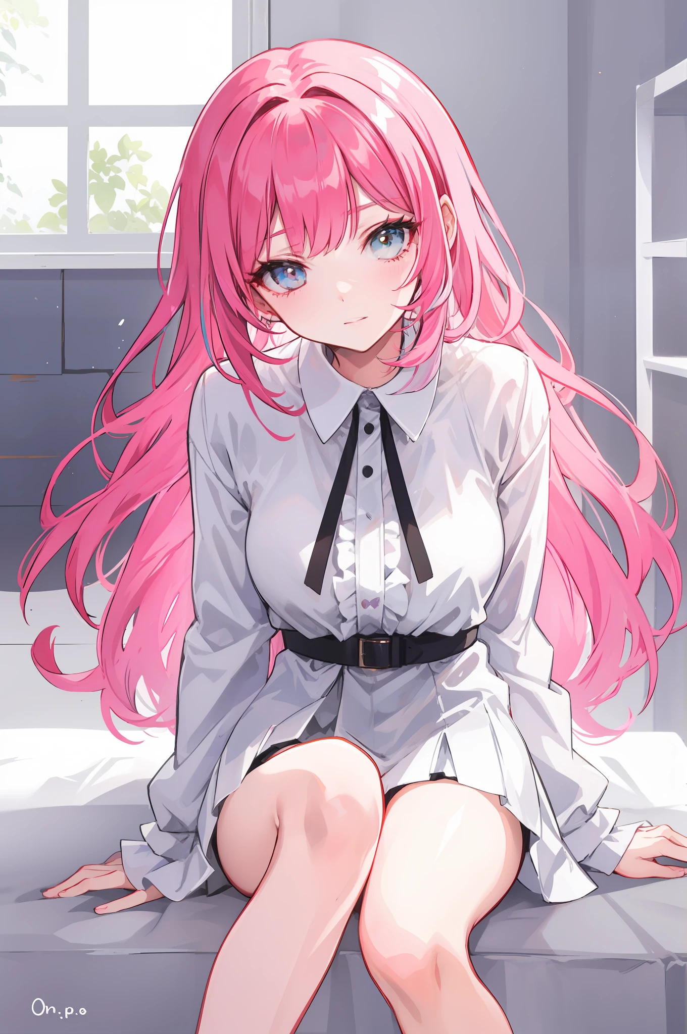 White hair, Pink hair, ,O cabelo multicolorido, long whitr hair,a matural female,