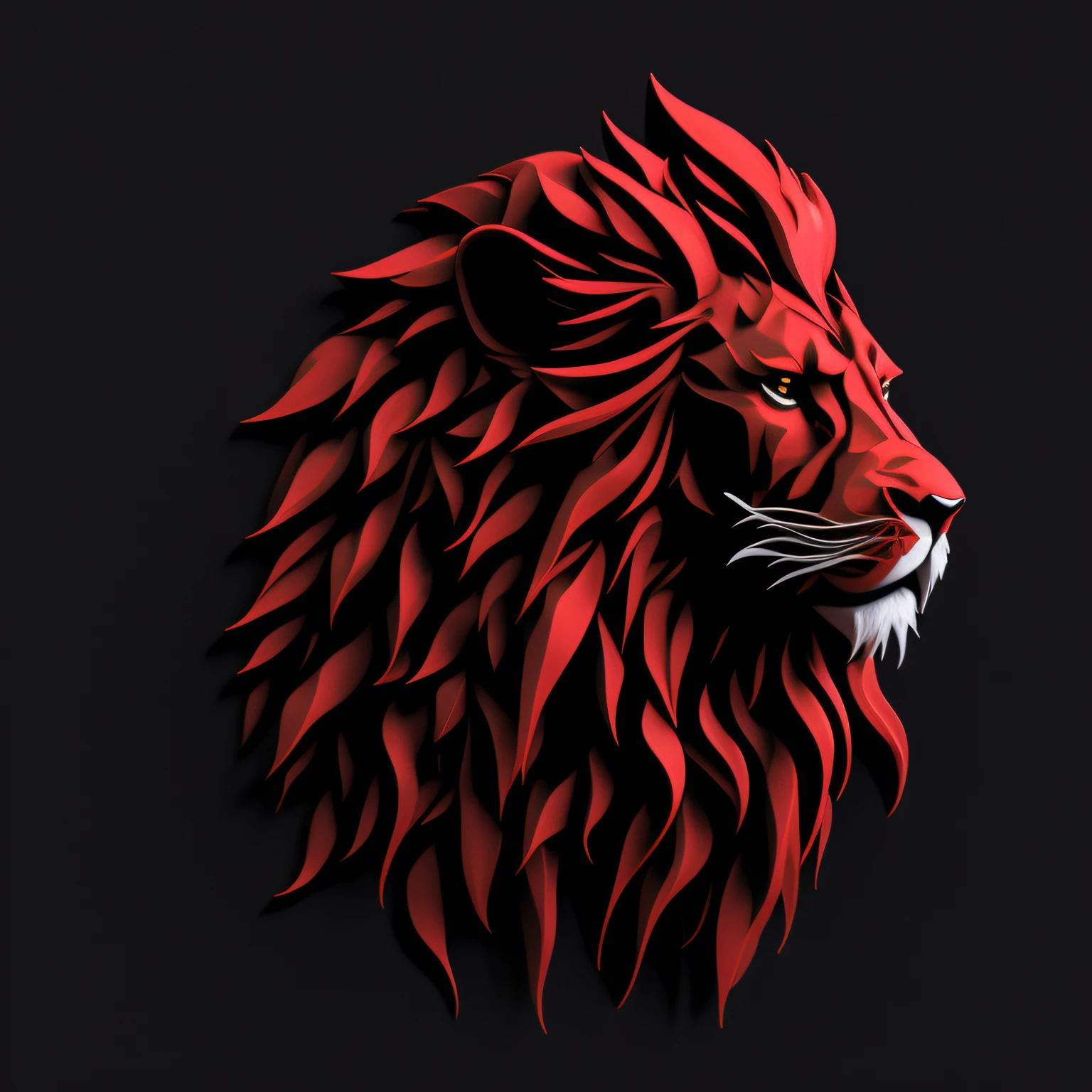 there is a red lion head on a black background, fire lion, lion head, highly detailed vector art, red realistic 3 d render, highly detailed digital art, highly detailed digital artwork, digital art highly detailed, lion, third lion head, high detailed digital art, high resolution print :1 red, digital painting highly detailed, half lion, detailed digital 3d art