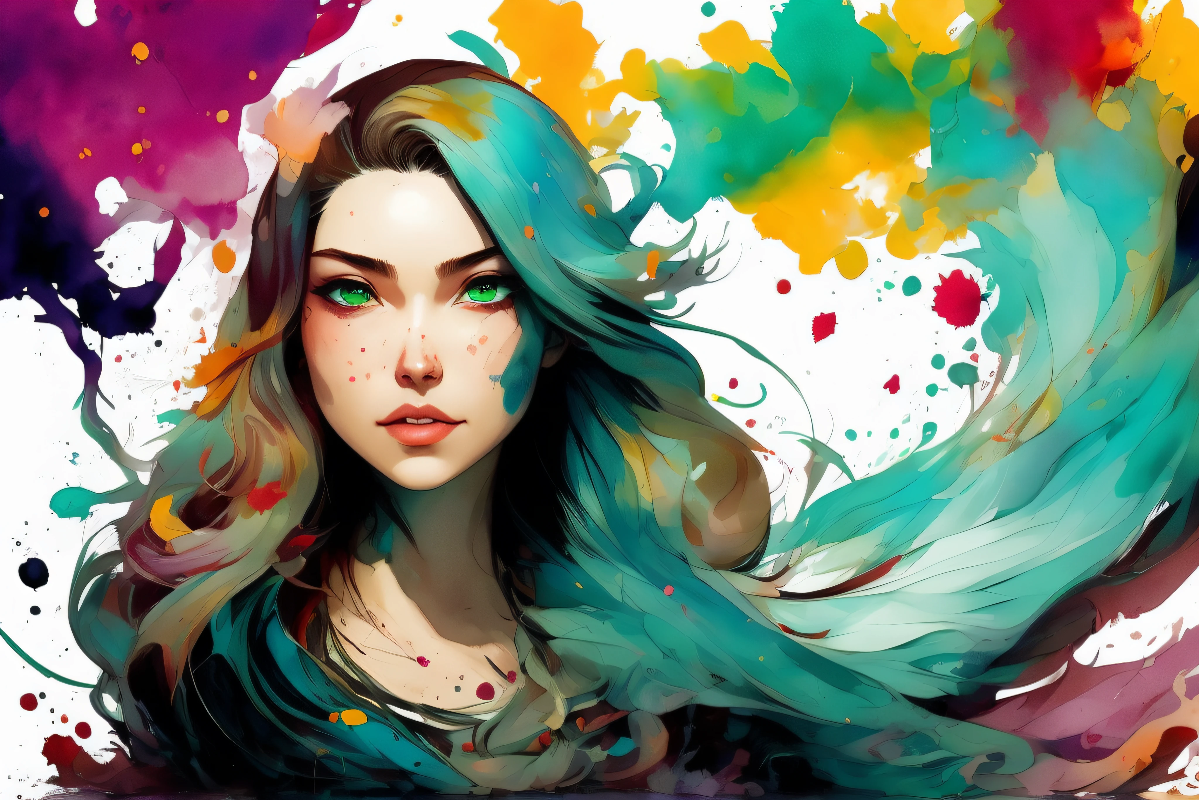 {{A sharp and visually stunning image of a woman}} in the style of abstractionism. The artwork showcases intricate and bold shapes, capturing the viewer's attention with its vibrant colors and dynamic composition. The camera shot type can be a close-up or medium shot, focusing on the woman's face and capturing the details of the abstractionist elements. A wide-angle lens can be used to emphasize the overall composition and create a sense of depth. The lighting should highlight the edges of the shapes, creating a captivating play of light and shadow. The image should be rendered in high resolution, such as 8K, to showcase the fine details and textures. HDR (High Dynamic Range) can be applied to enhance the contrast and bring out the vibrant colors. This image is ideal for a poster, captivating viewers with its bold abstractionist style and the captivating presence of the woman.