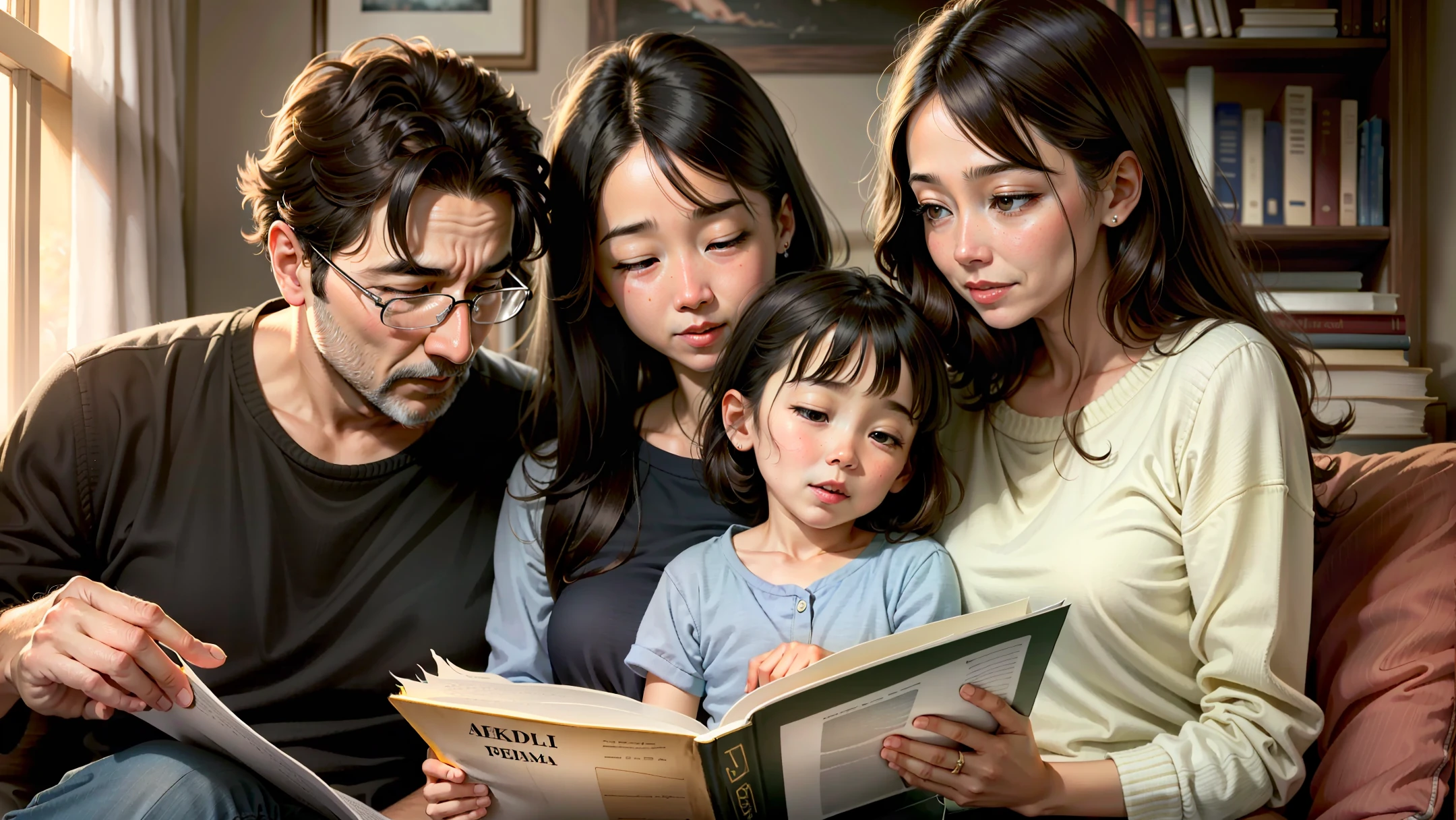 Parents reading a story to their child