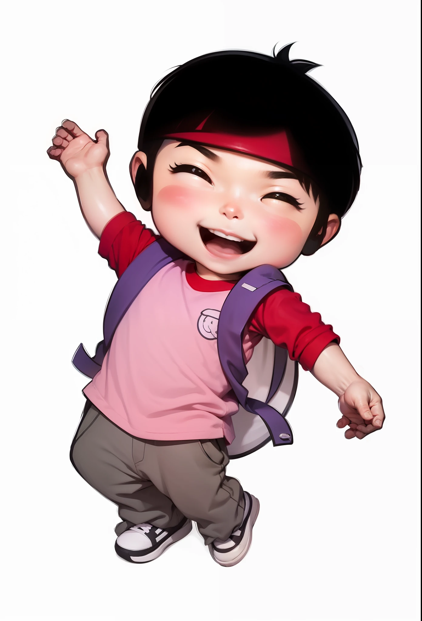 Desenho estilo anime donghua, desenho digital, sorridente e feliz, Asian boy, olhos puxados