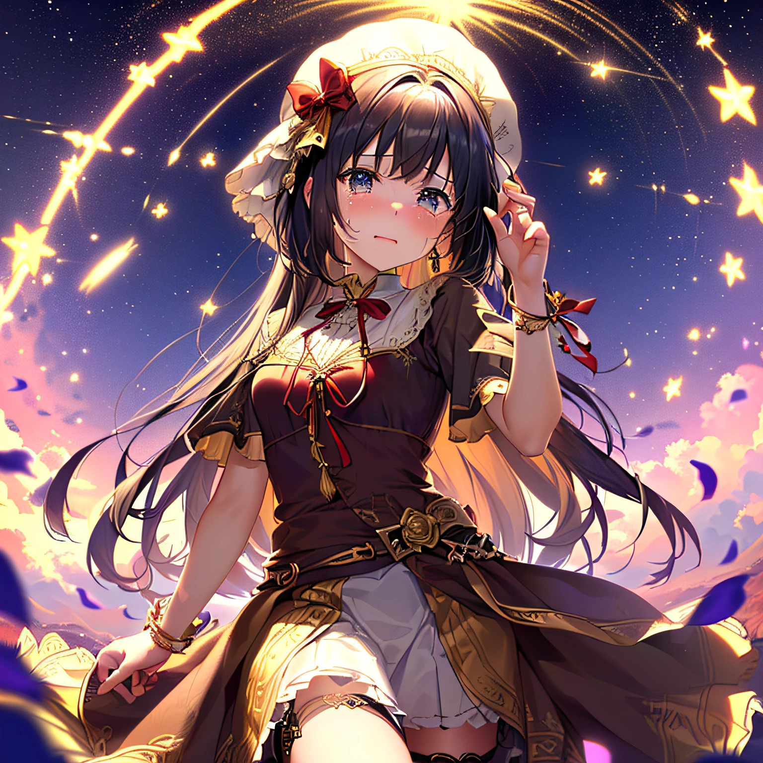 Royal sister,Look up,streaming tears,Hold a bow in your hand --auto
