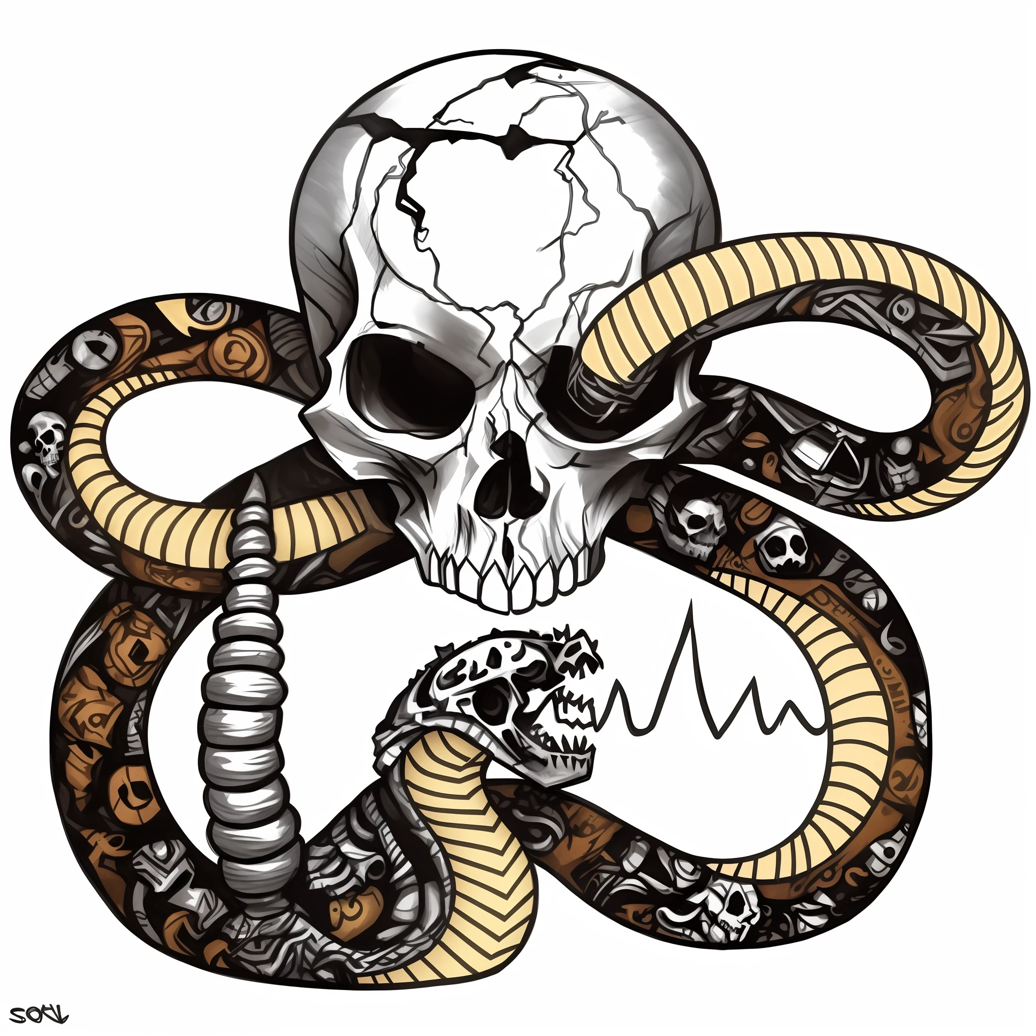 sketch, Alien, predator, sculls, monochrome, skullpunk, skull background