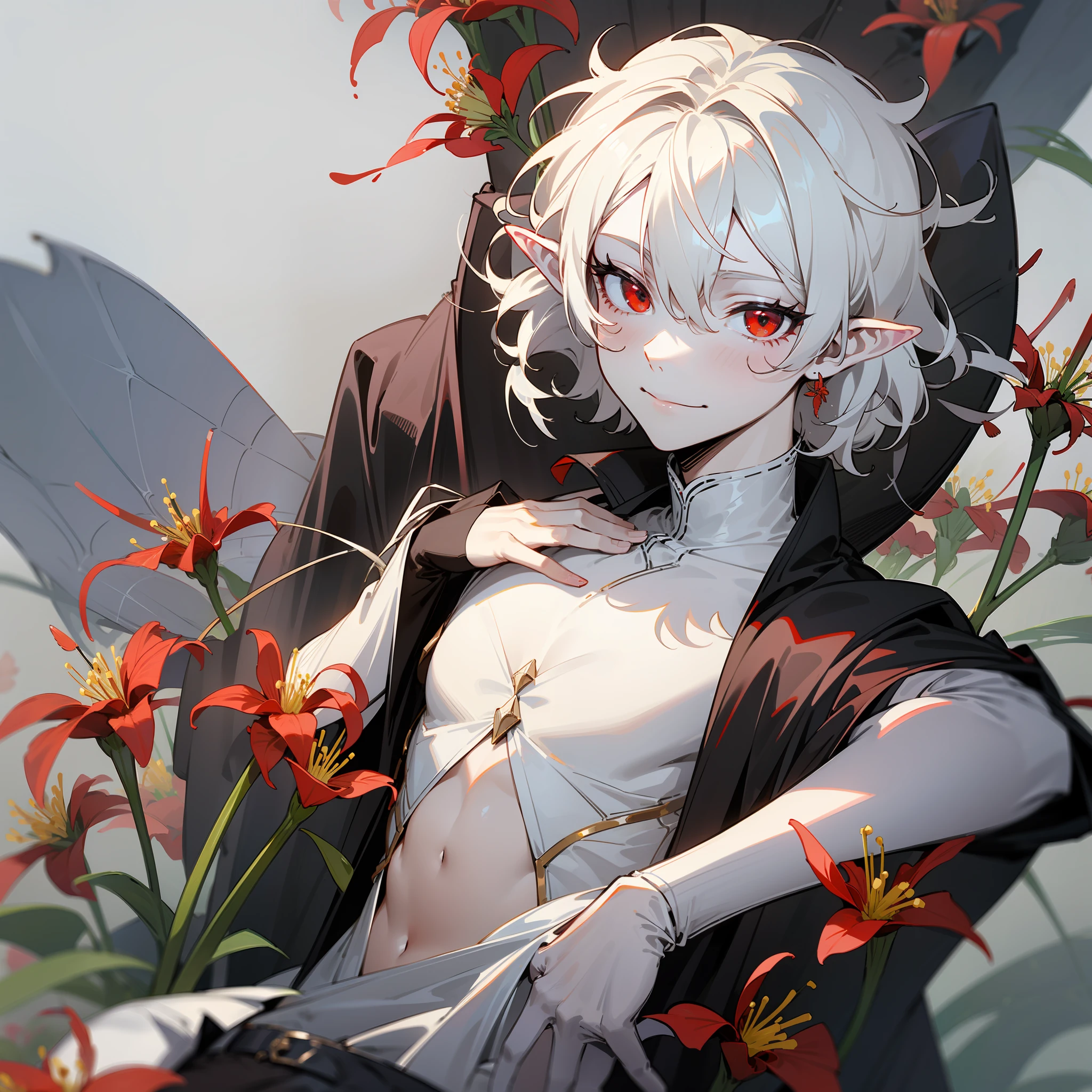 ((continuation of the background)), ((spiderlily flowers)), (dark red colored flowers)