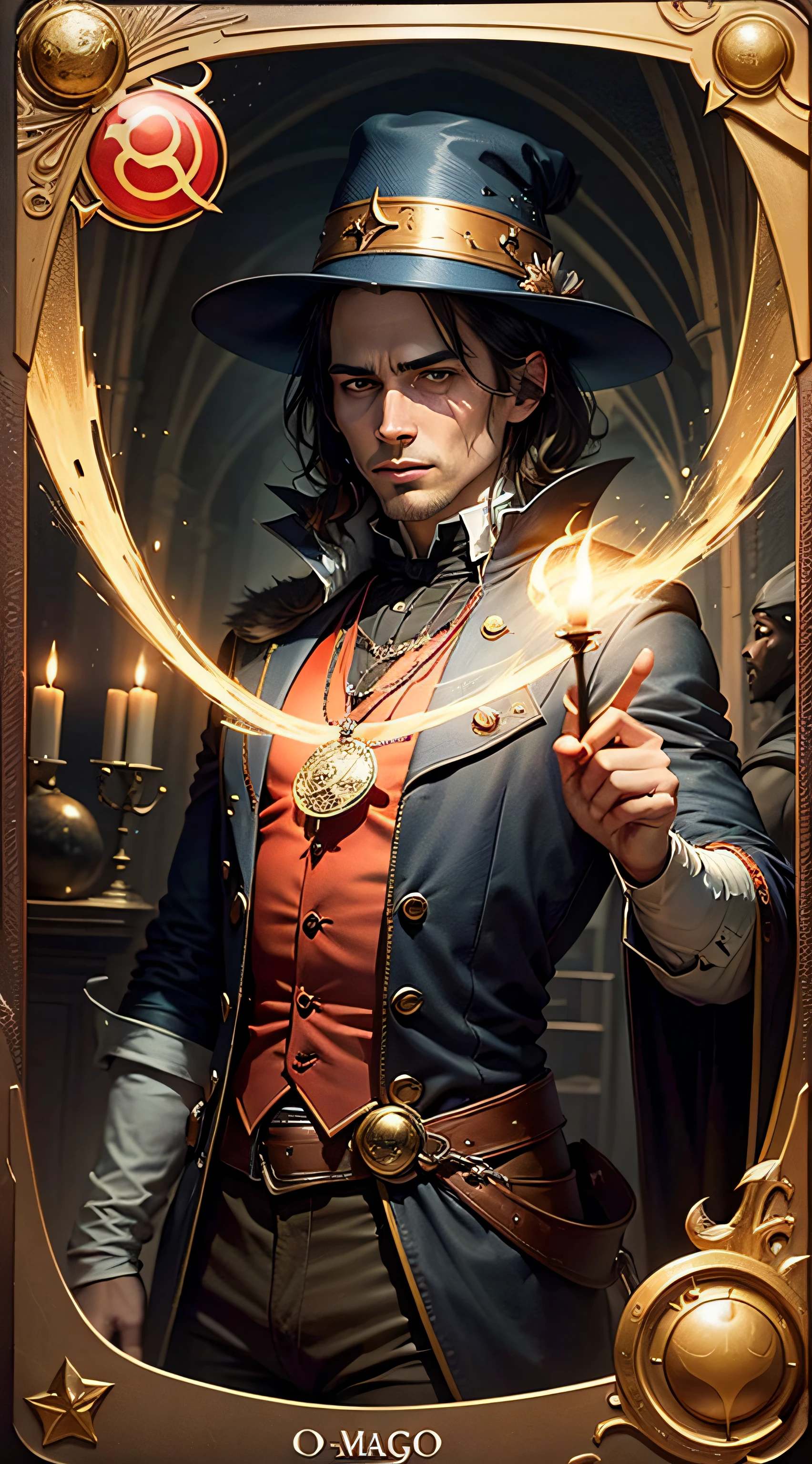Tarot card, O Mago, bem detalhado, Formato de carta, Description The Magician --auto